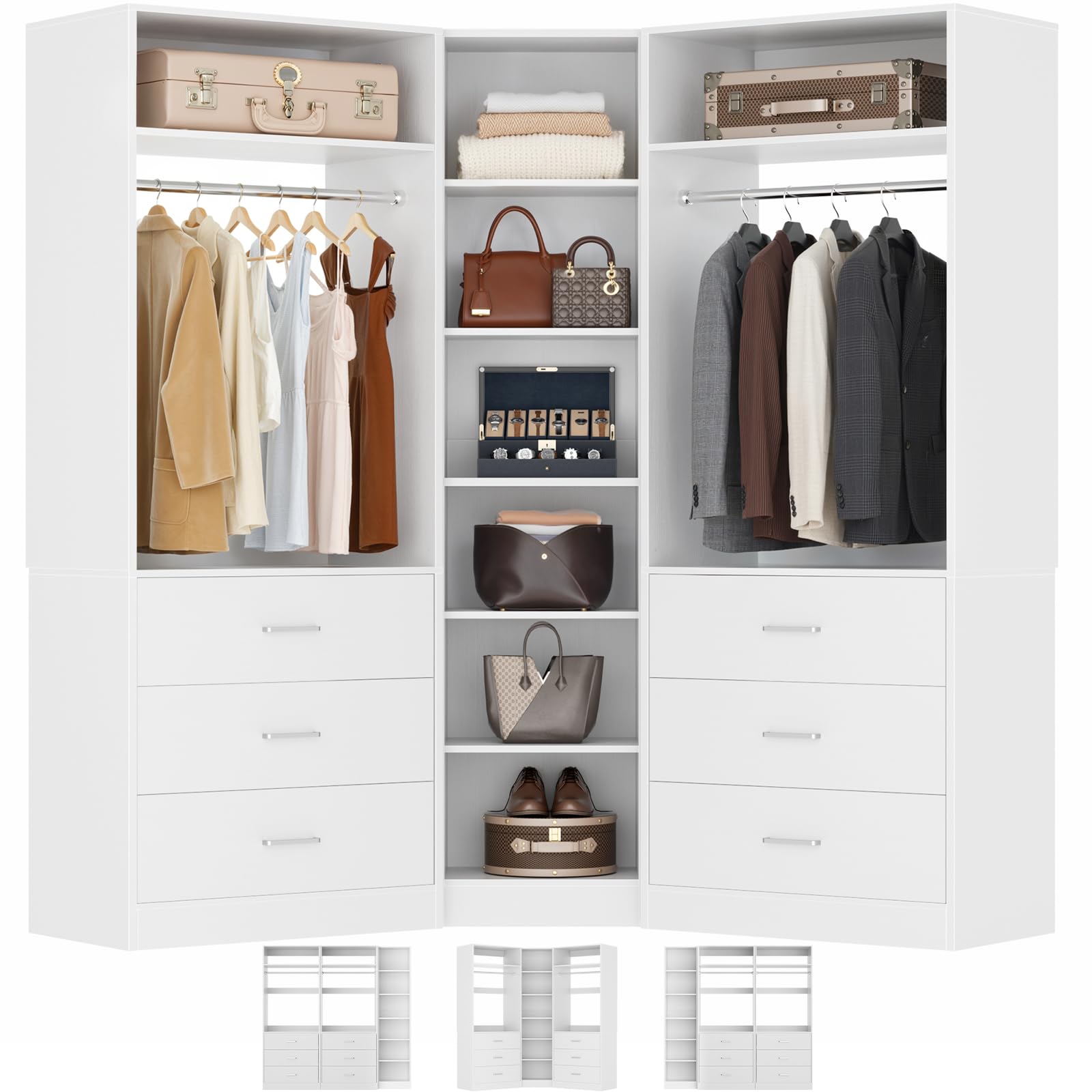 Closet System with 6 Drawers & 10 Shelves