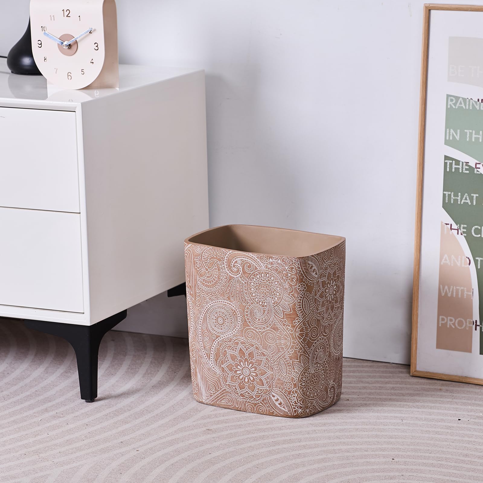 Boho Flowers Bathroom Trash Can 1.8 Gallon