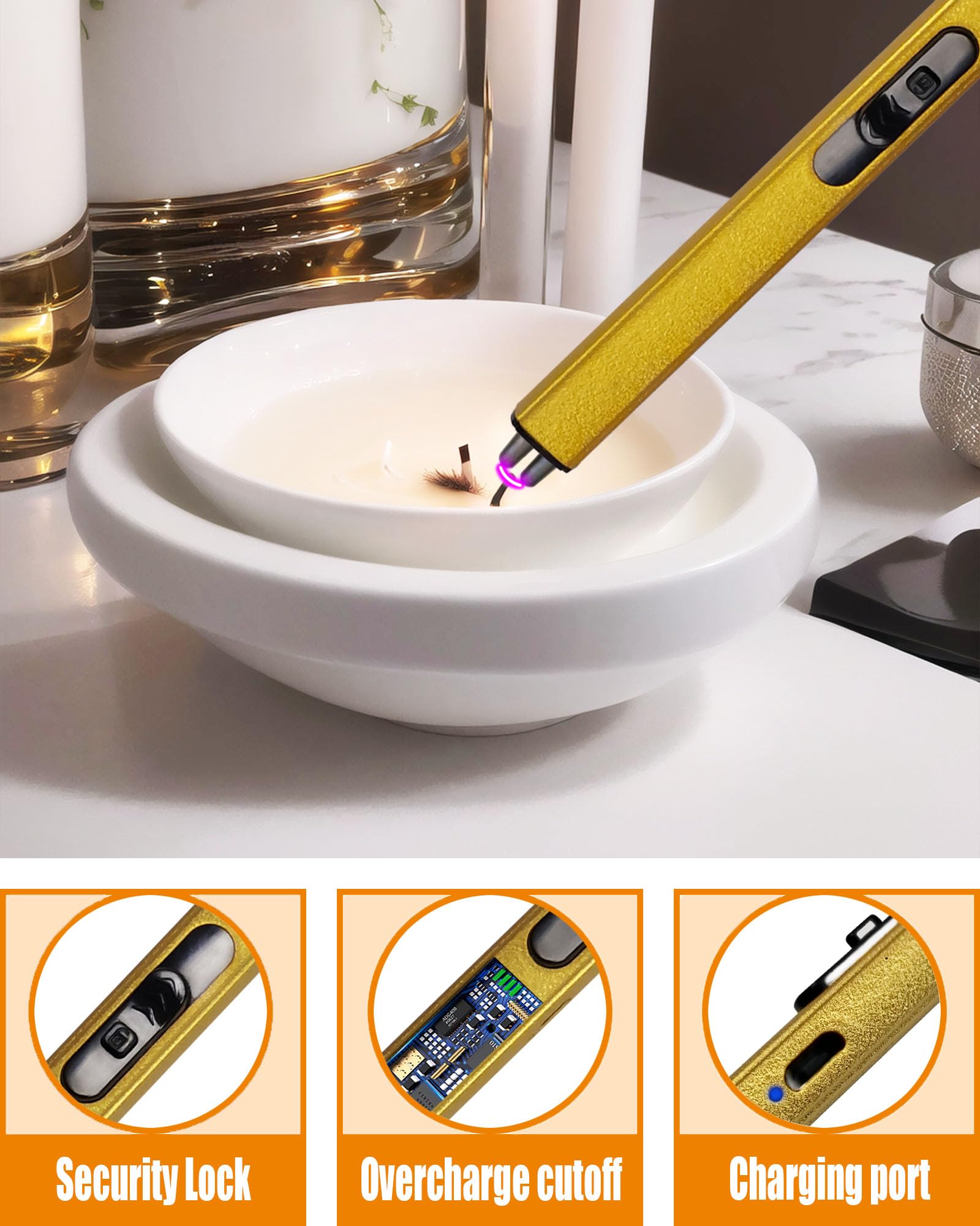 4 in1 Candle Accessory Set with Rechargeable Candle Lighter