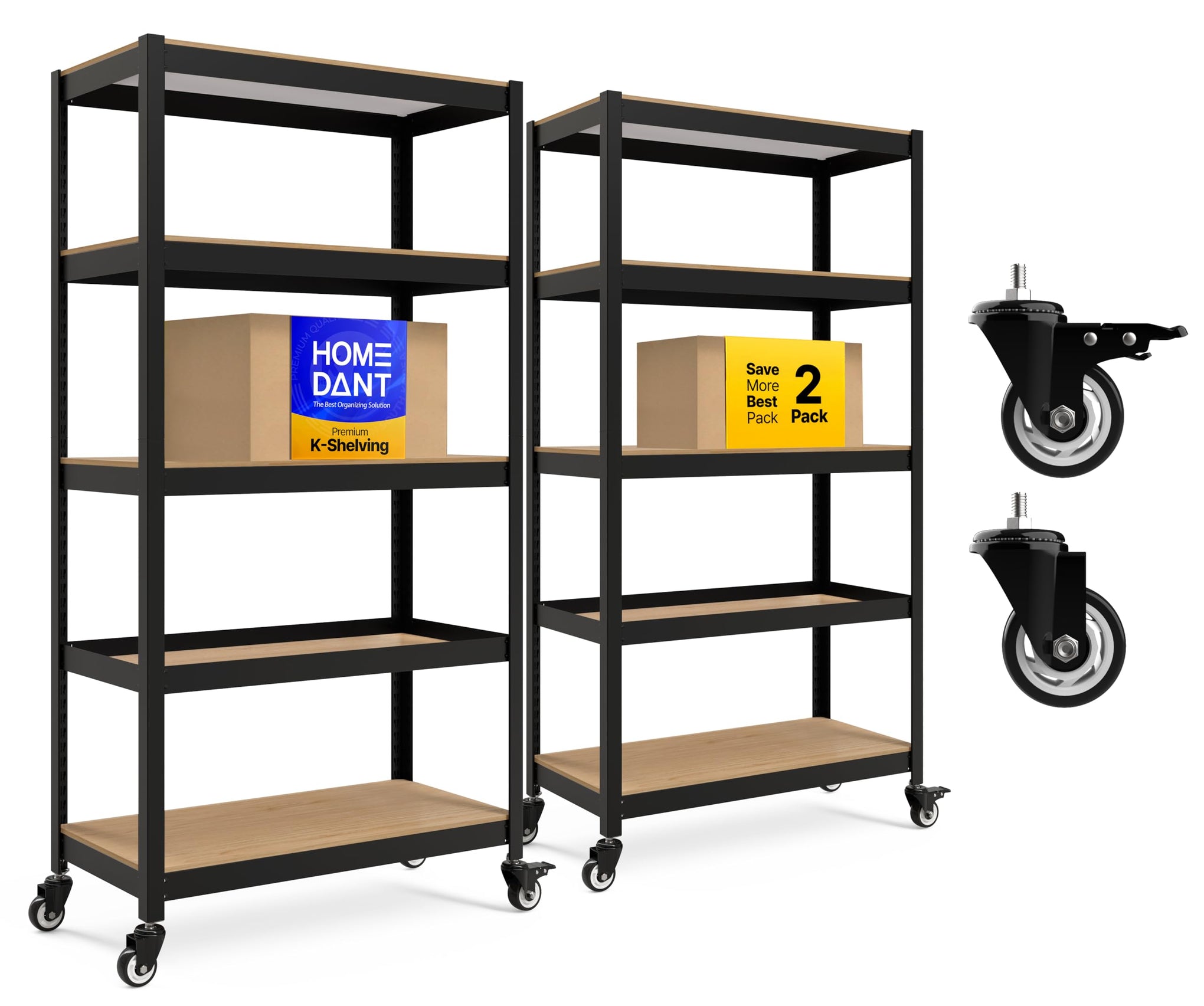 House 36.2" W 5 Tier Heavy Duty Garage Shelving Adjustable Metal Rack Storage Shelves Standing Shelf Unit Organizers Pantry Closet Office Black 2Pack (2 Count)