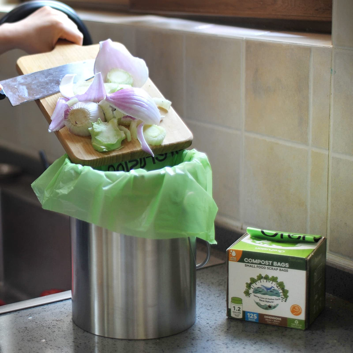 Compostable Trash Bags for Kitchen Compost Bin 1.2 Gallon (150 Count)