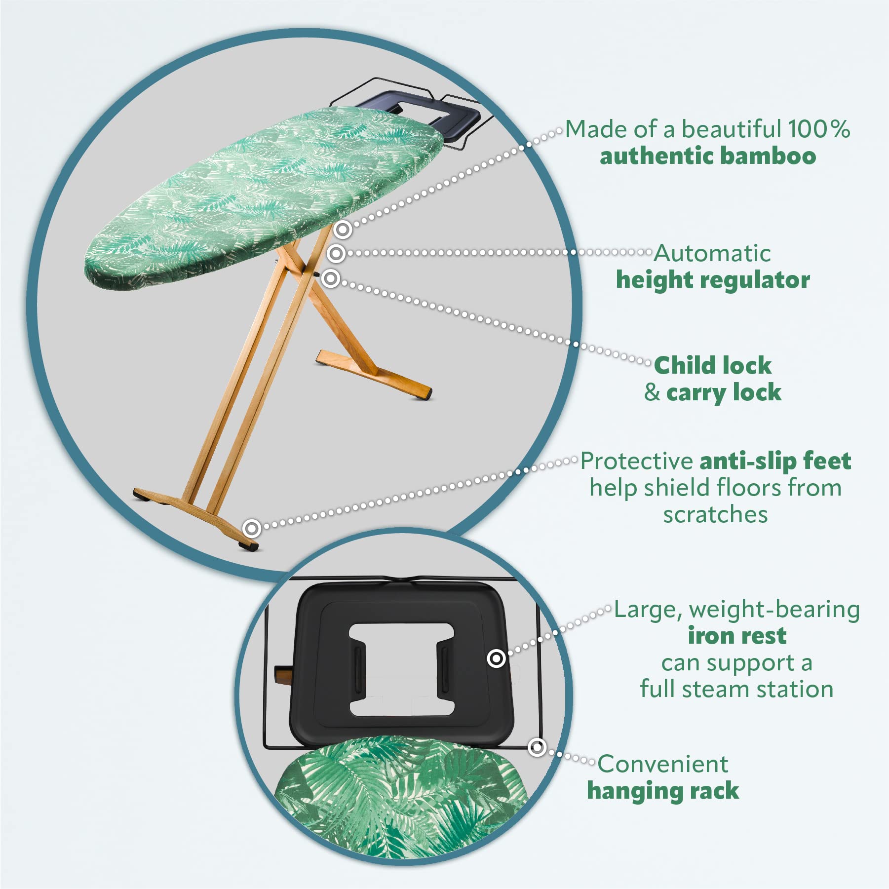 Pro Luxury Ironing Board Beech Wood Legs