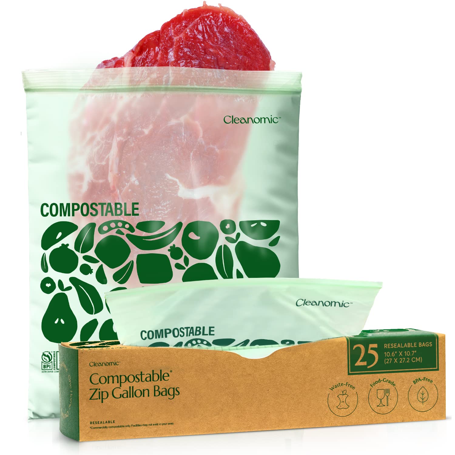 Compostable* Gallon Size Food Storage Bags (25 Count)