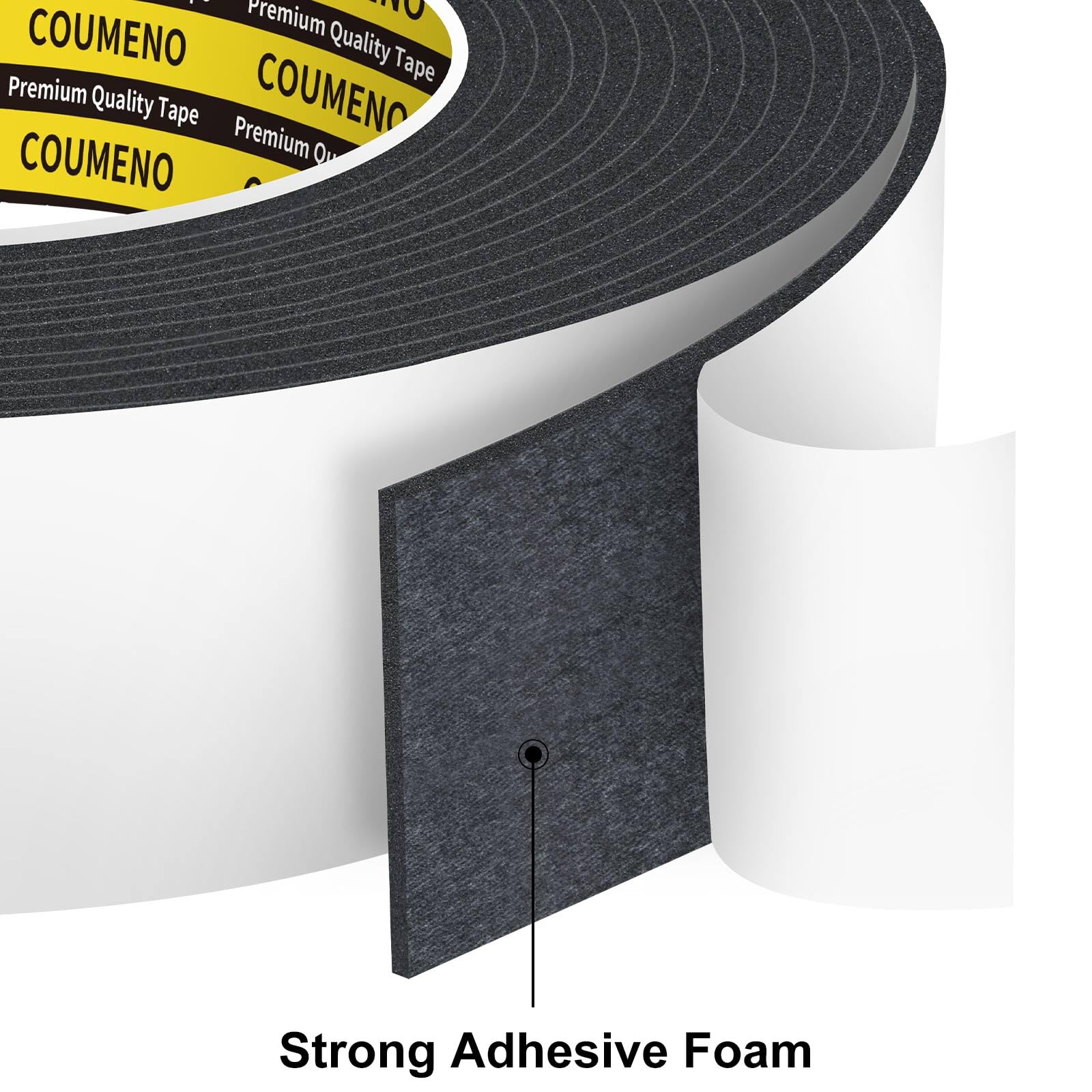 Black Foam Tape Weather Stripping Sealing Sponge (9.84 Foot)