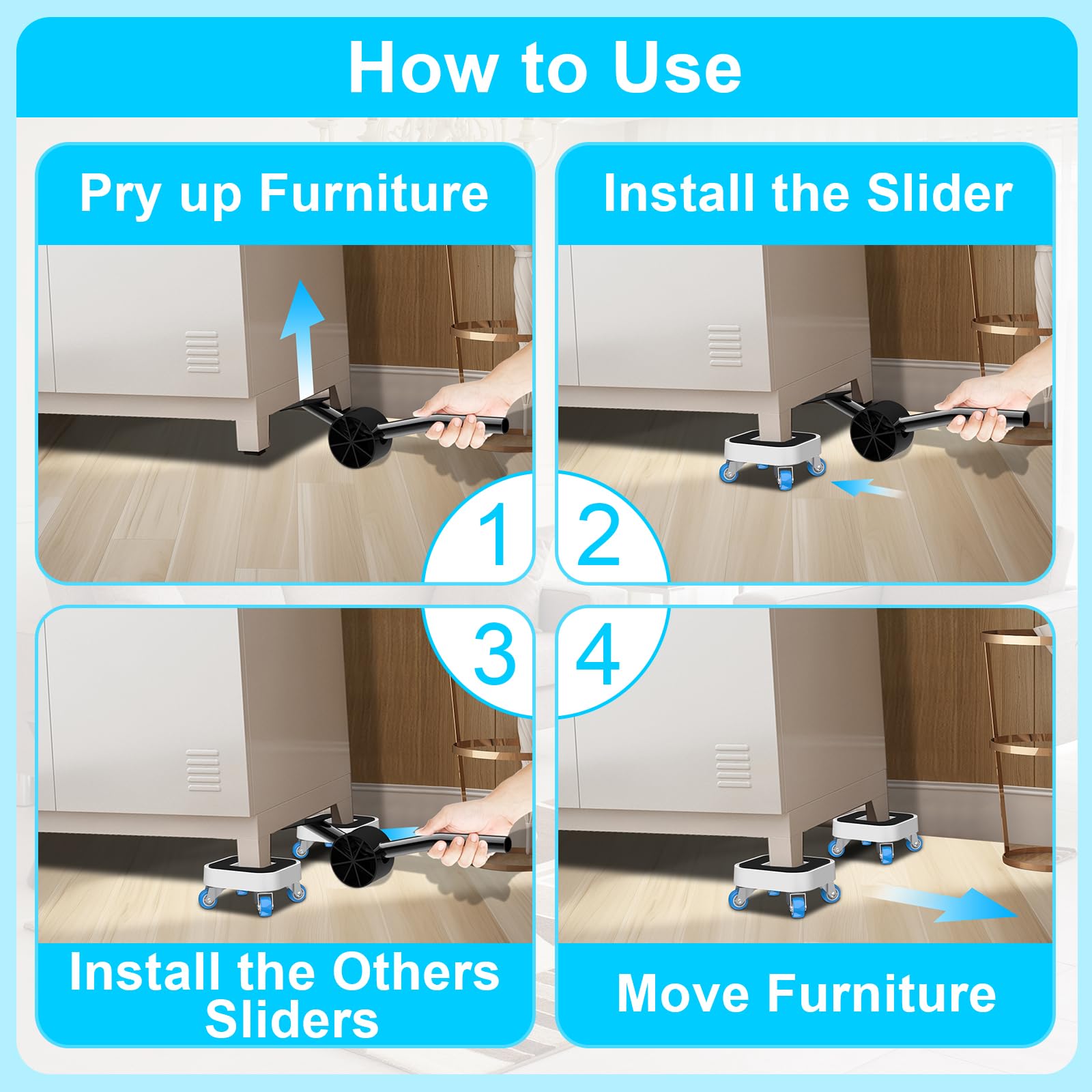 New Upgrade Furniture Movers with Wheels (4 Count)