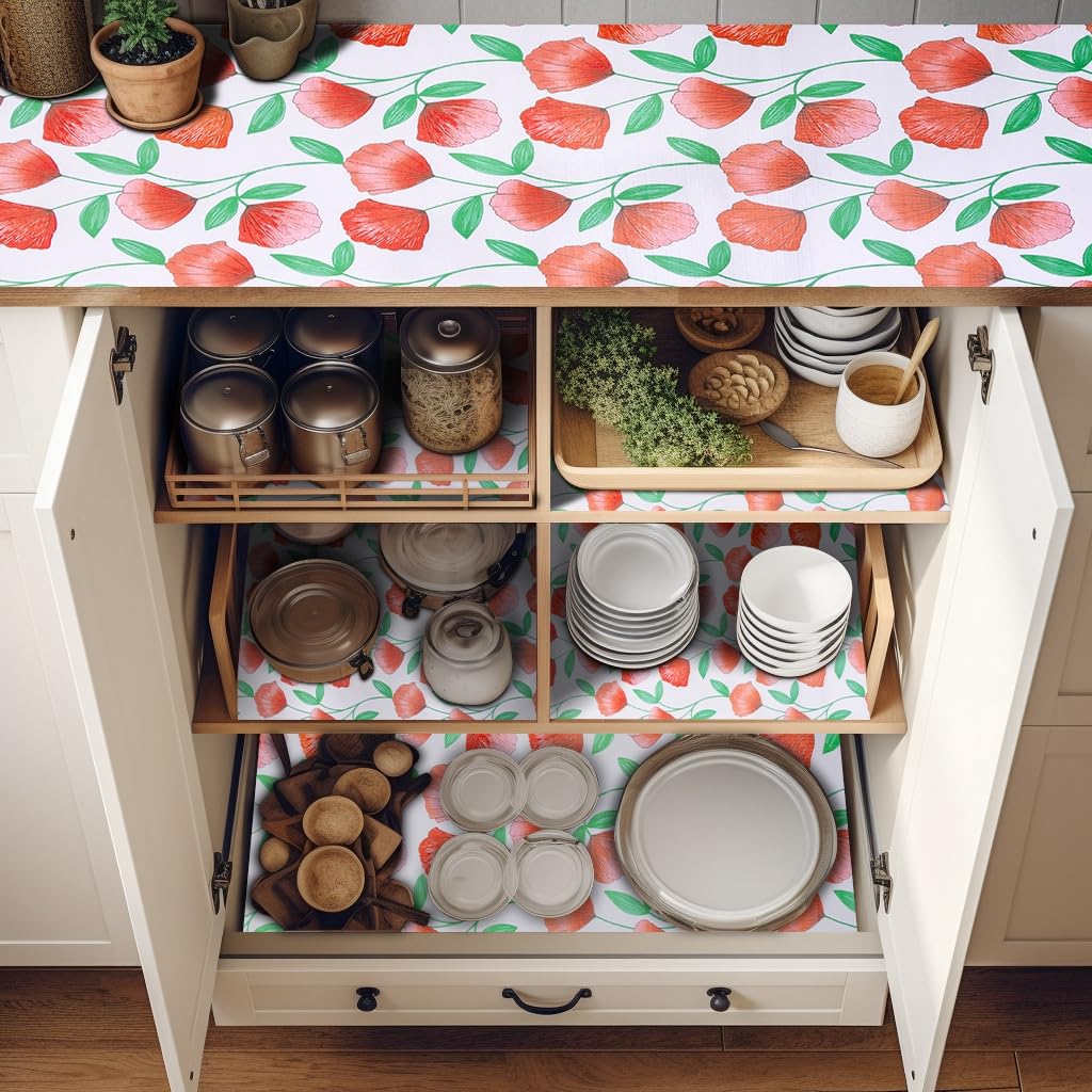 18" W x 96" L Floral Drawer and Shelf Liner for Cabinets