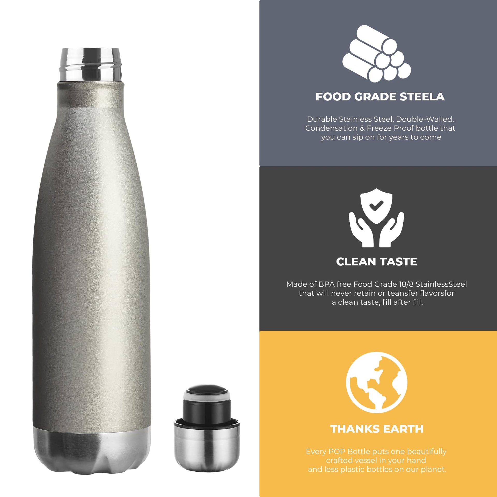 17oz Sport Water Bottle Vacuum Insulated Stainless Steel Leak