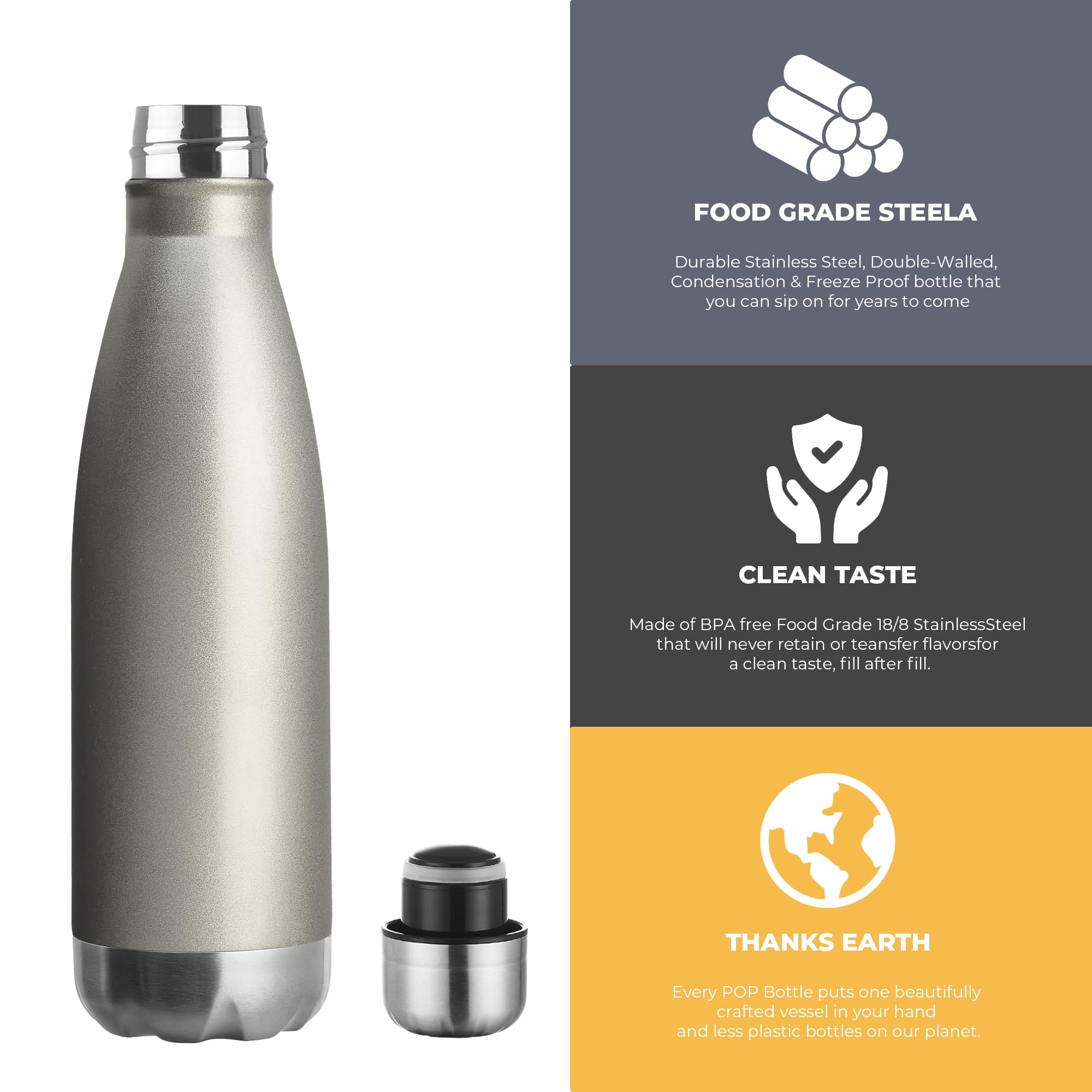 17oz Sport Water Bottle Vacuum Insulated Stainless Steel Leak
