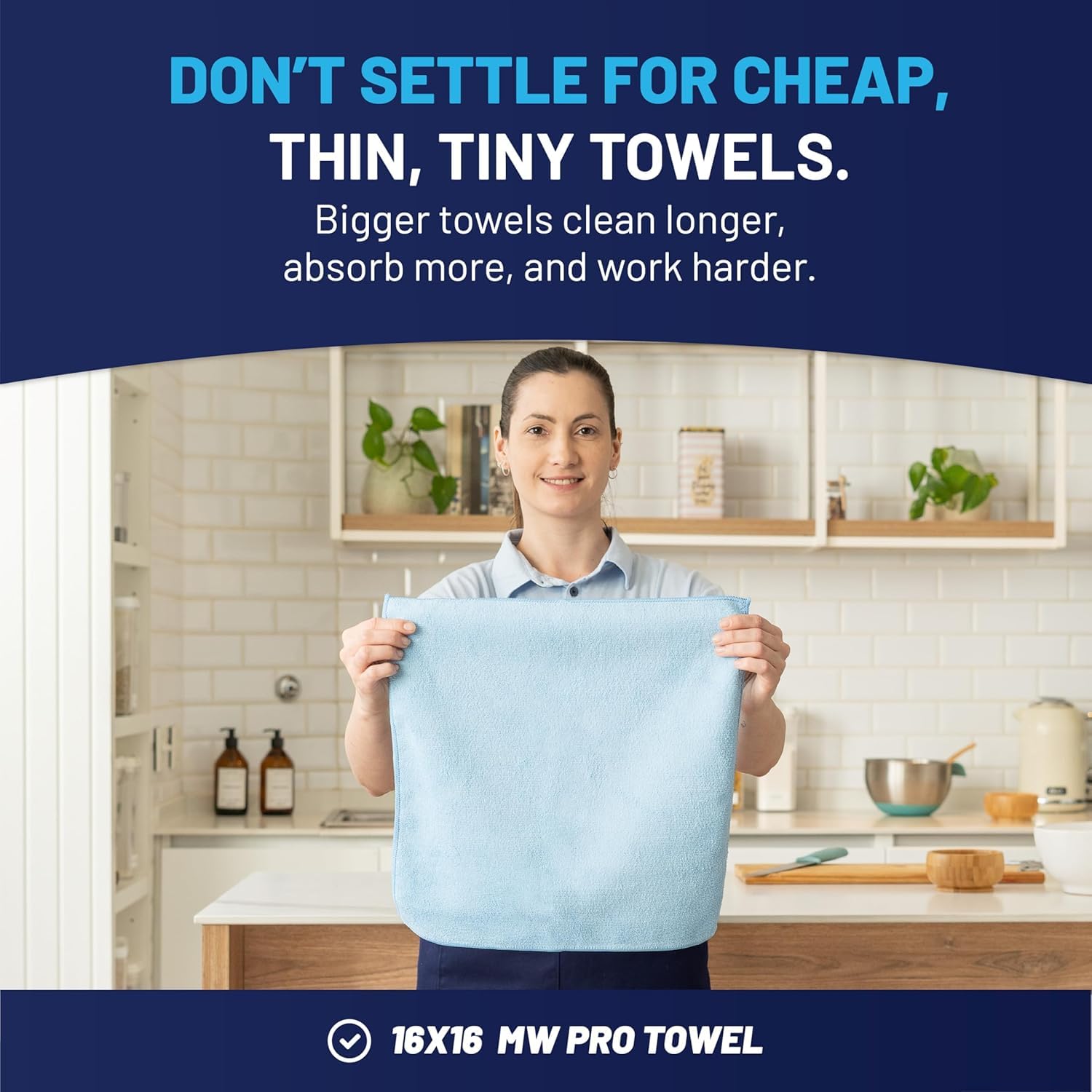 MW PRO Microfiber Cleaning Cloths Blue (12 Count)