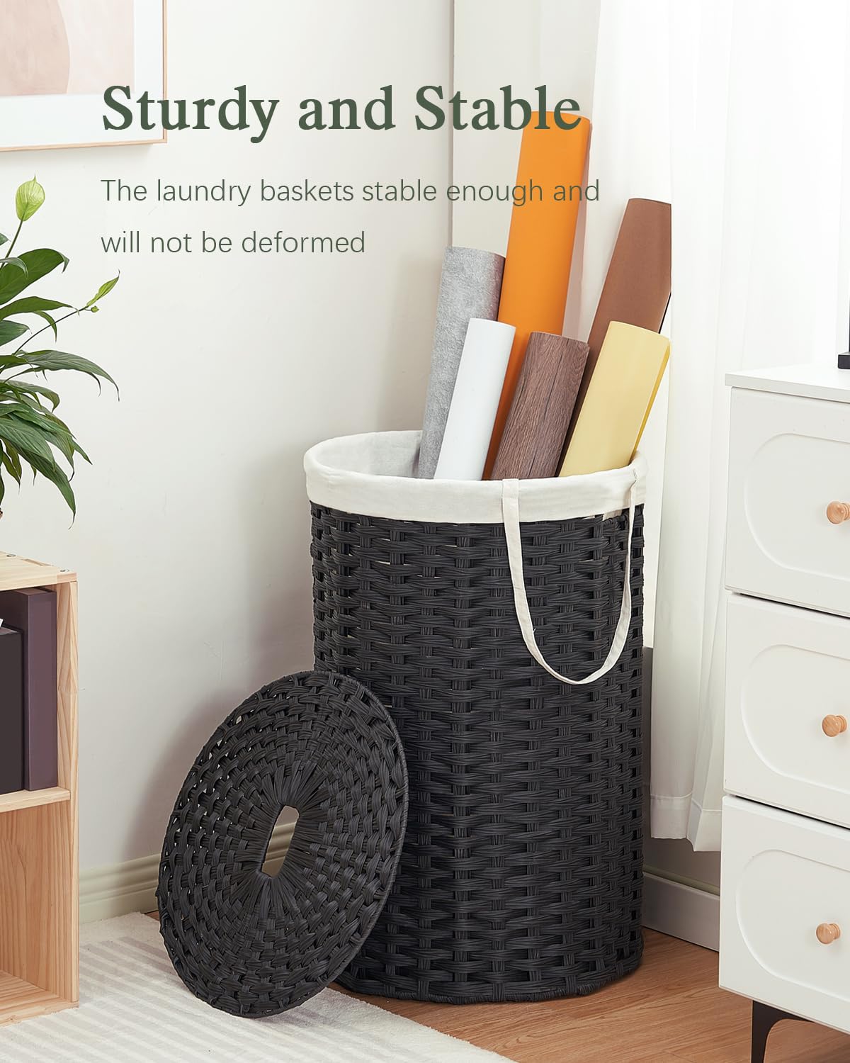 Large Laundry Hamper Laundry Basket Round 130L