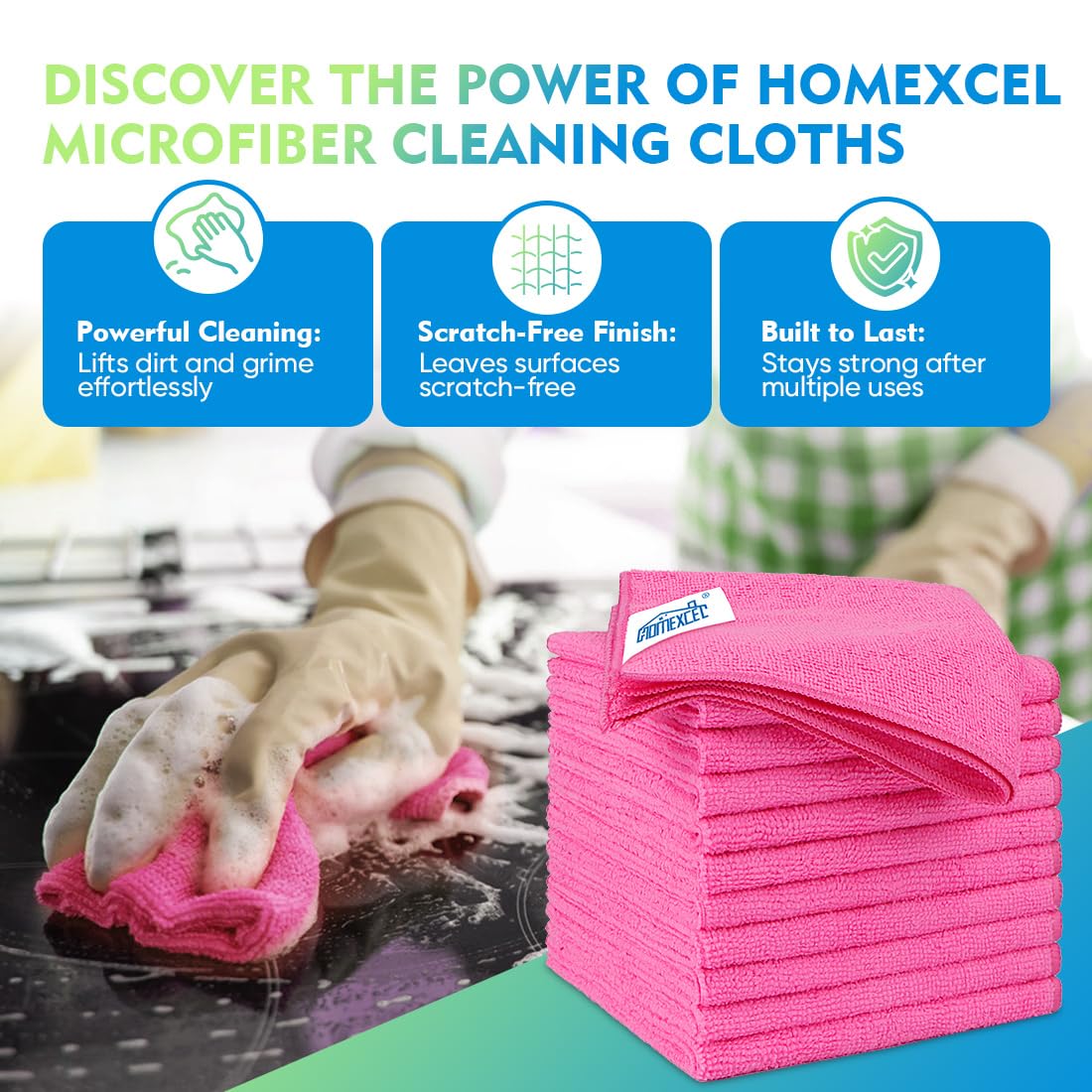 Microfiber Cleaning Cloth 20 Pack 11.5 x 11.5 Inch Microfiber Towels for Cars Ultra Absorbent Cleaning Rags Lint Free Cleaning Towels for Household Kitchen (20 Count)