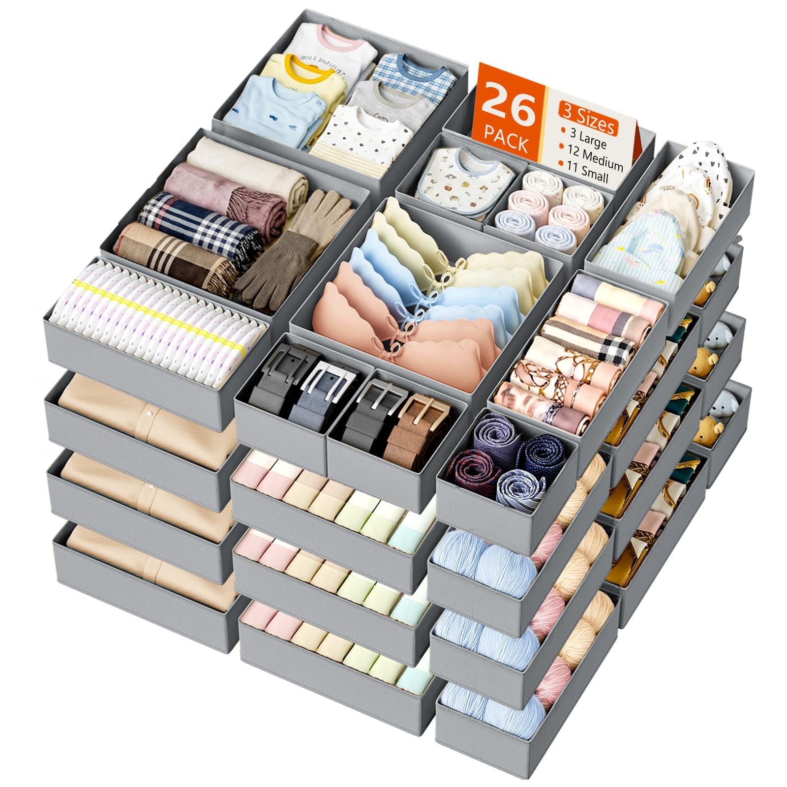 Drawer Organizer Clothes Storage (26 Count)