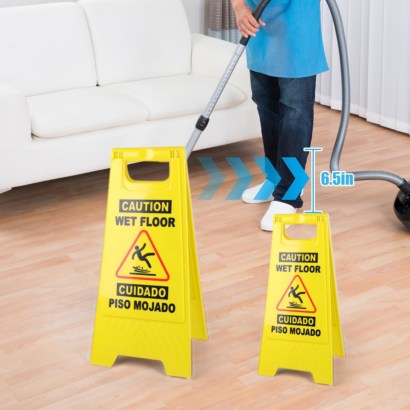 3 Pack 24 IN Caution Wet Floor Sign Bilingual Foldable Safety Sign (3 Count)