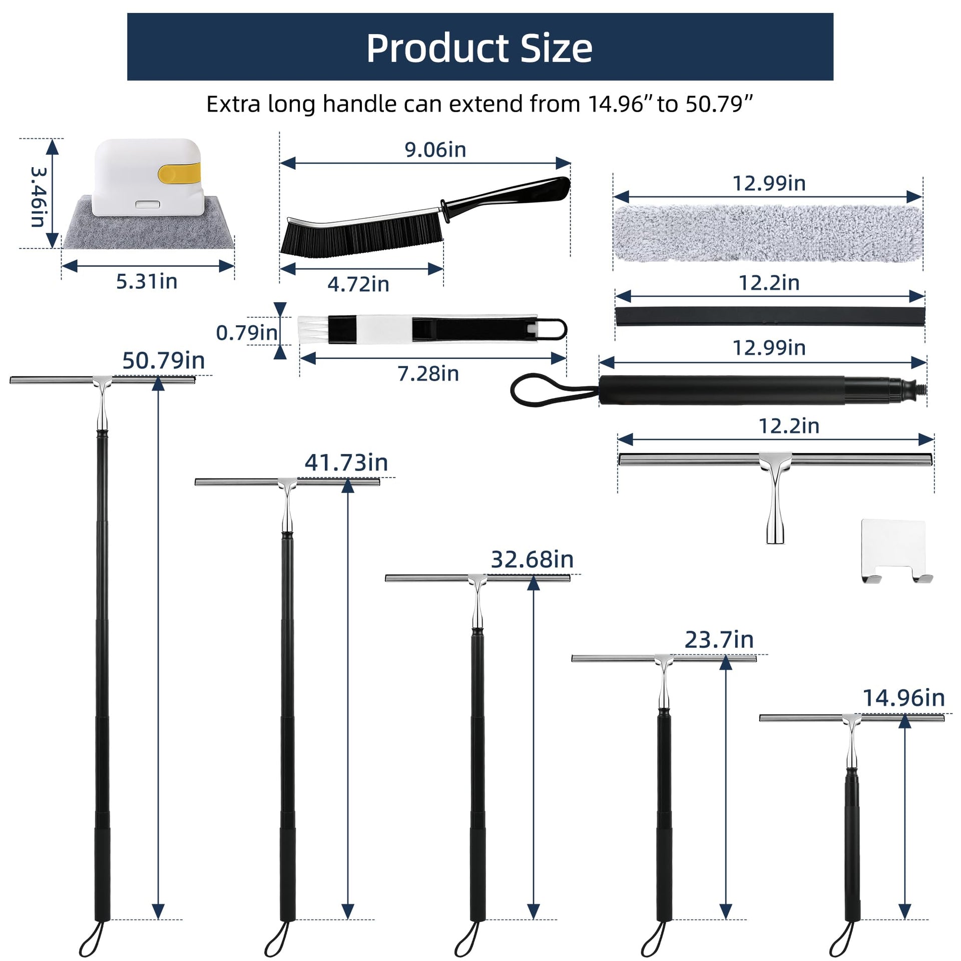 12 51’’ Telescopic Window Squeegee for High Windows