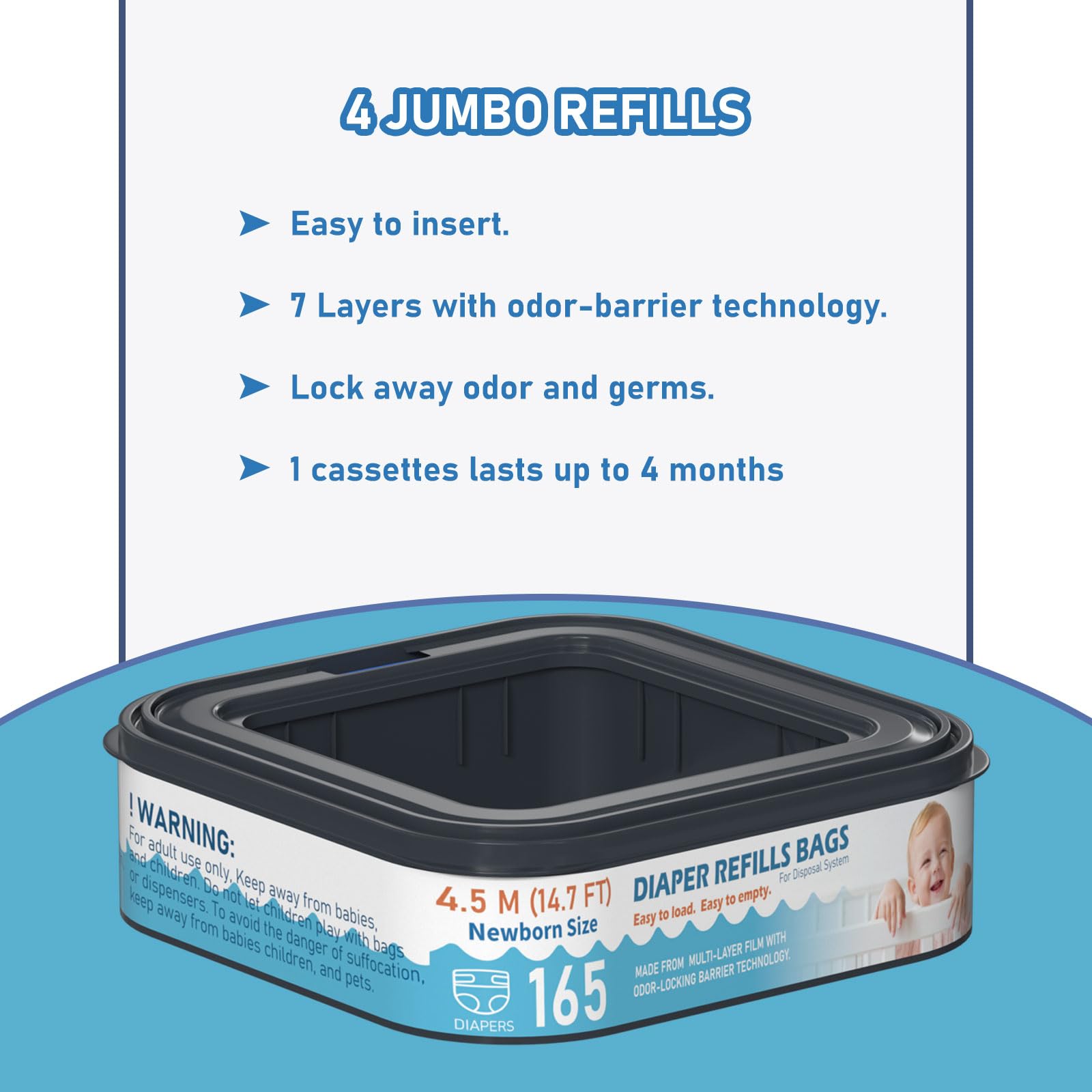 Square Starter Refills Disposal Bags Refill Compatible with Diaper Genie Classic (3.99 Count)
