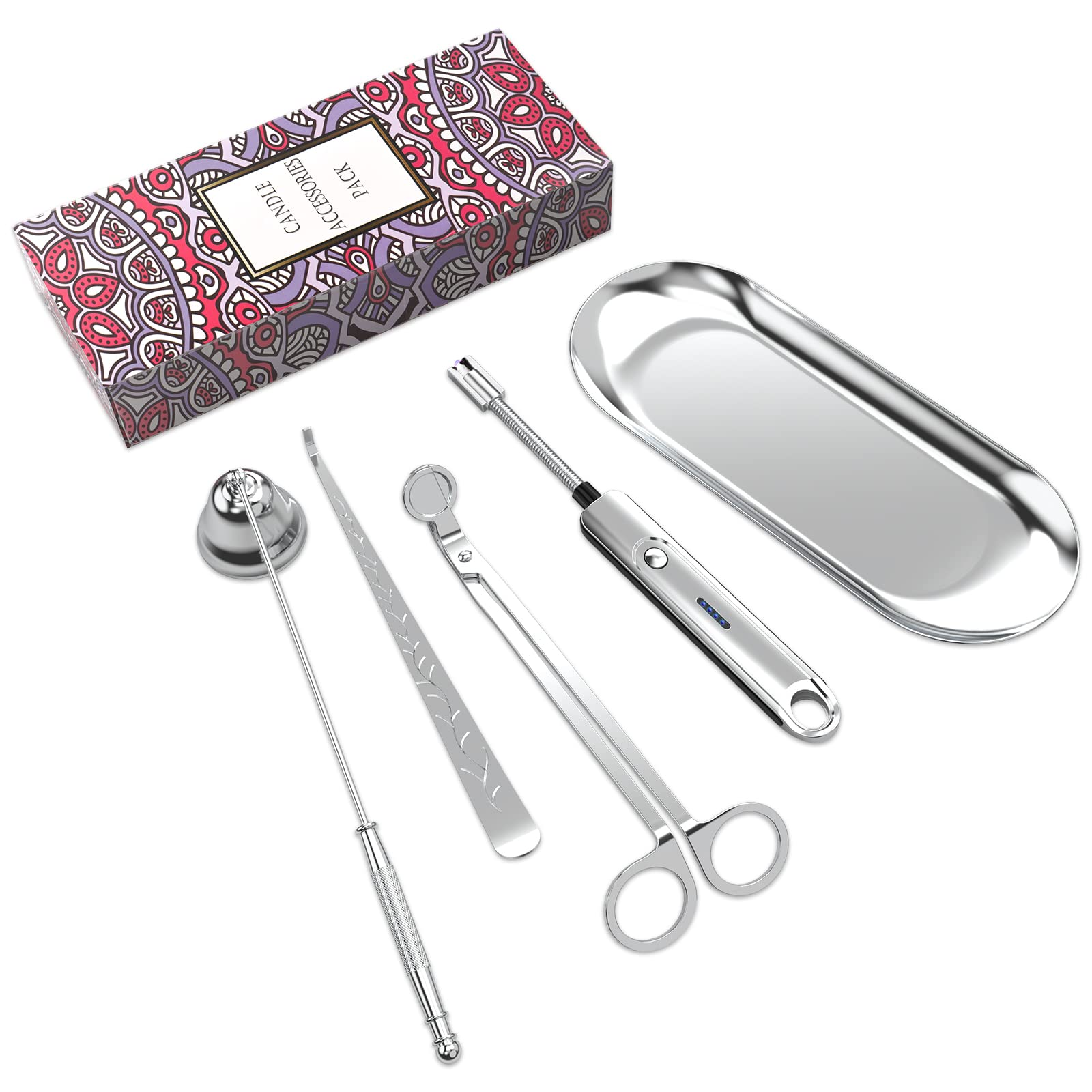 5Pcs Candle Accessory Set with Rechargeable Electric Lighter