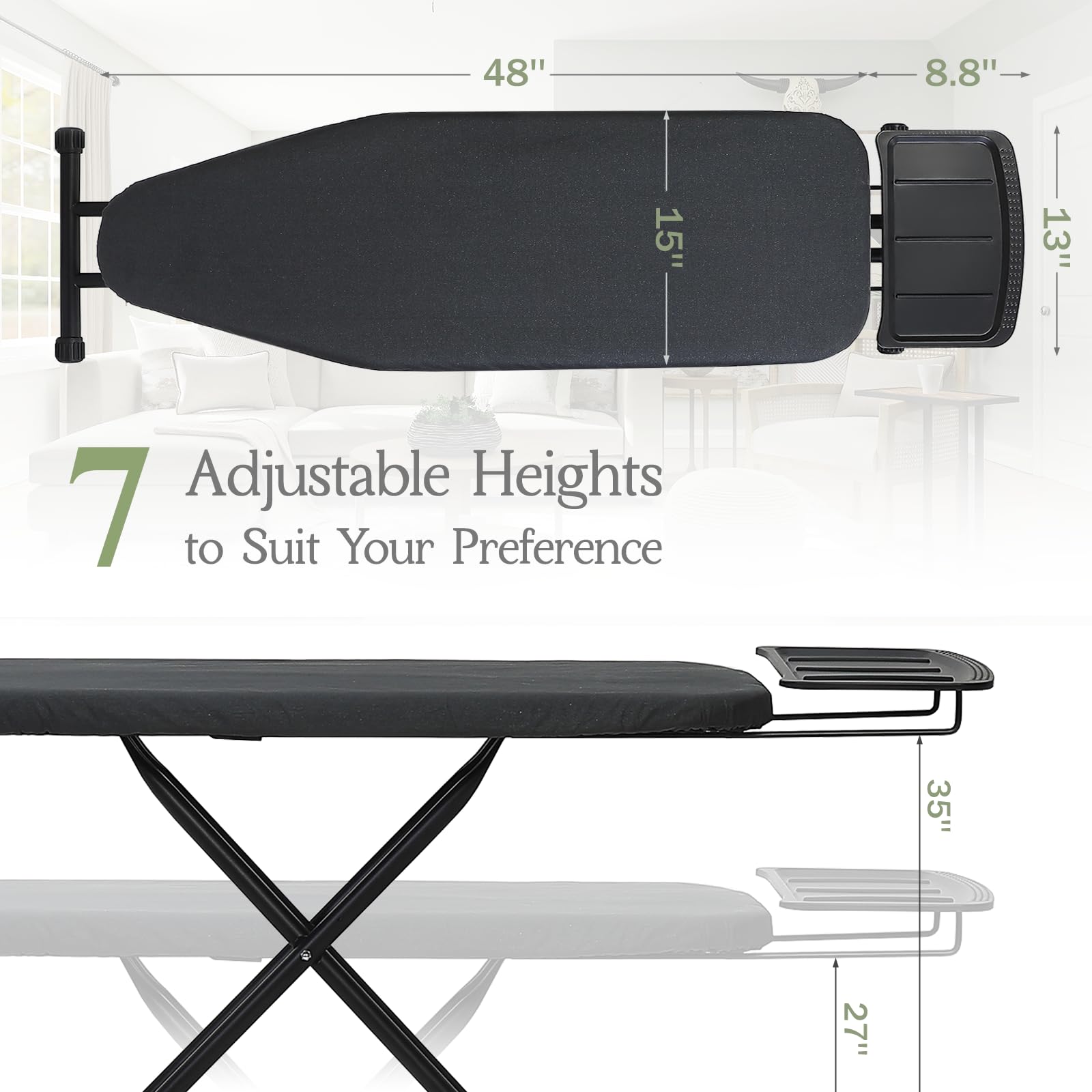 Ironing Board 48x15 Wide Heavy Duty Full Size Iron Board