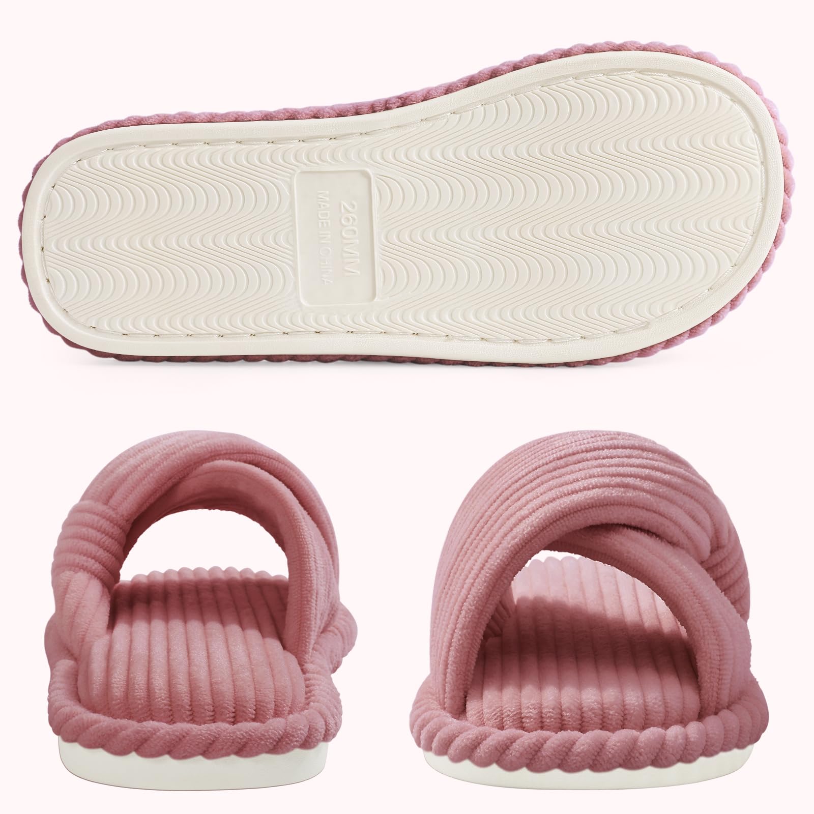 Summer House Slippers for Women Corduroy Open Toe Indoor Slippers