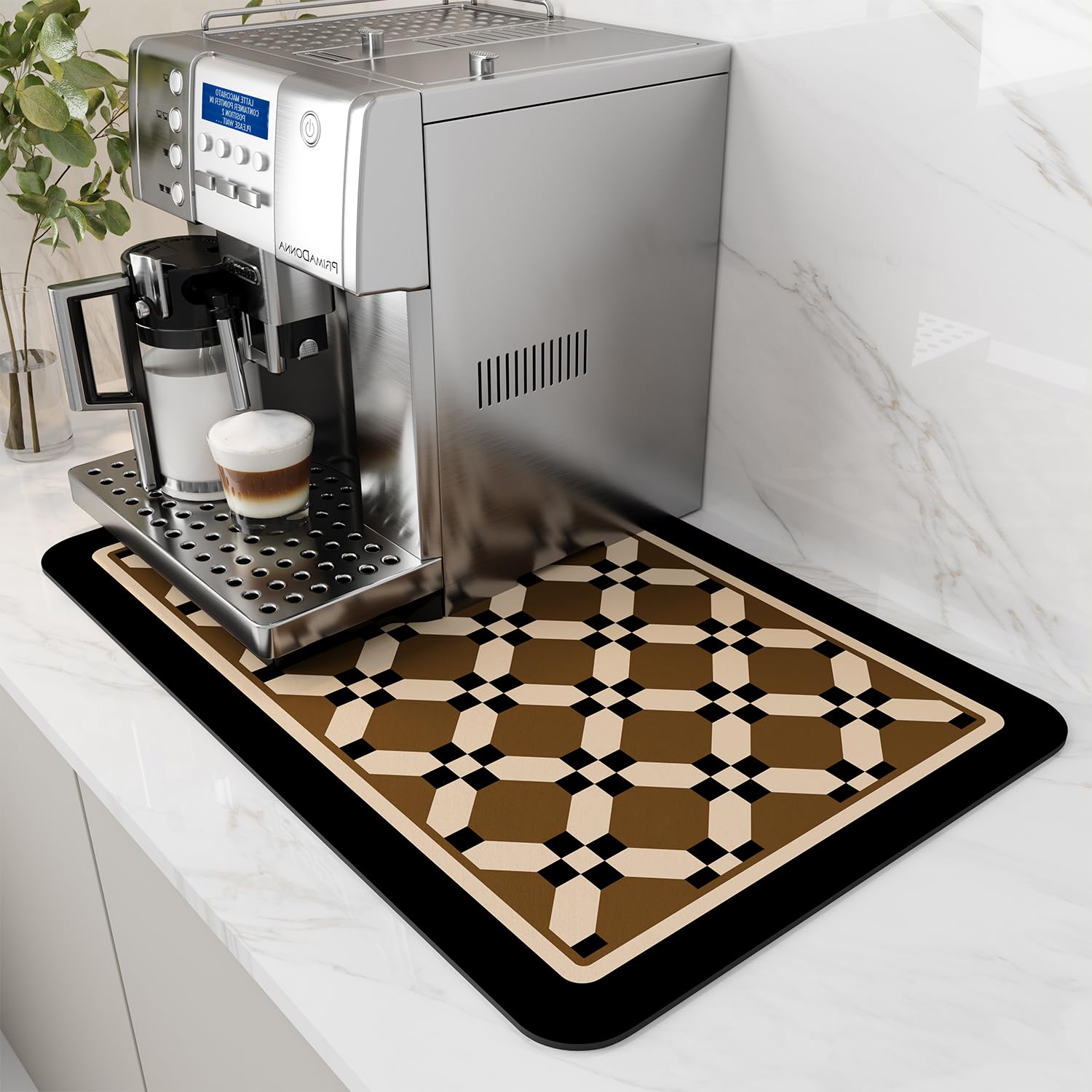 Coffee Mat Hide Stain Rubber Backed Absorbent Dish Drying Mat for Kitchen Counter