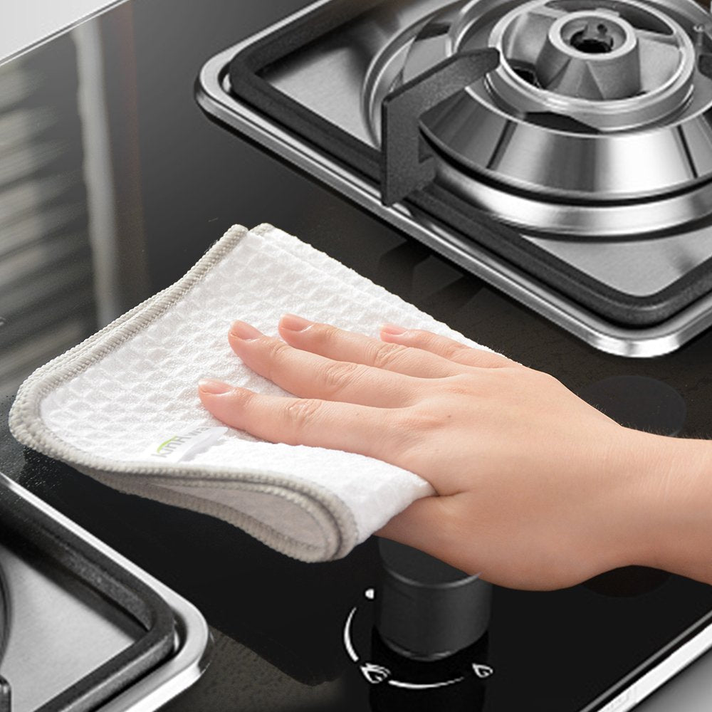 Waffle Microfiber Dish Cloths White Kitchen Towels (6 Count)