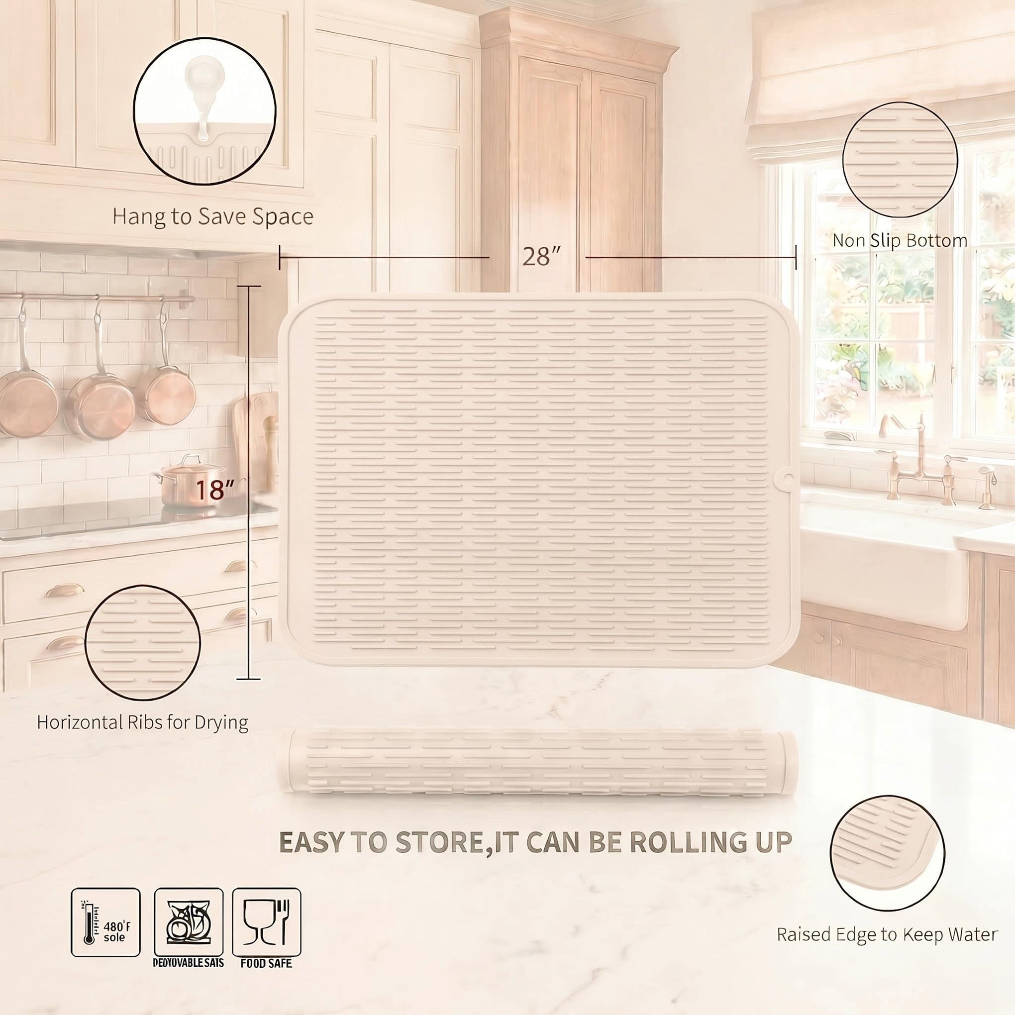 Silicone Dish Drying Mat for Multiple Usage