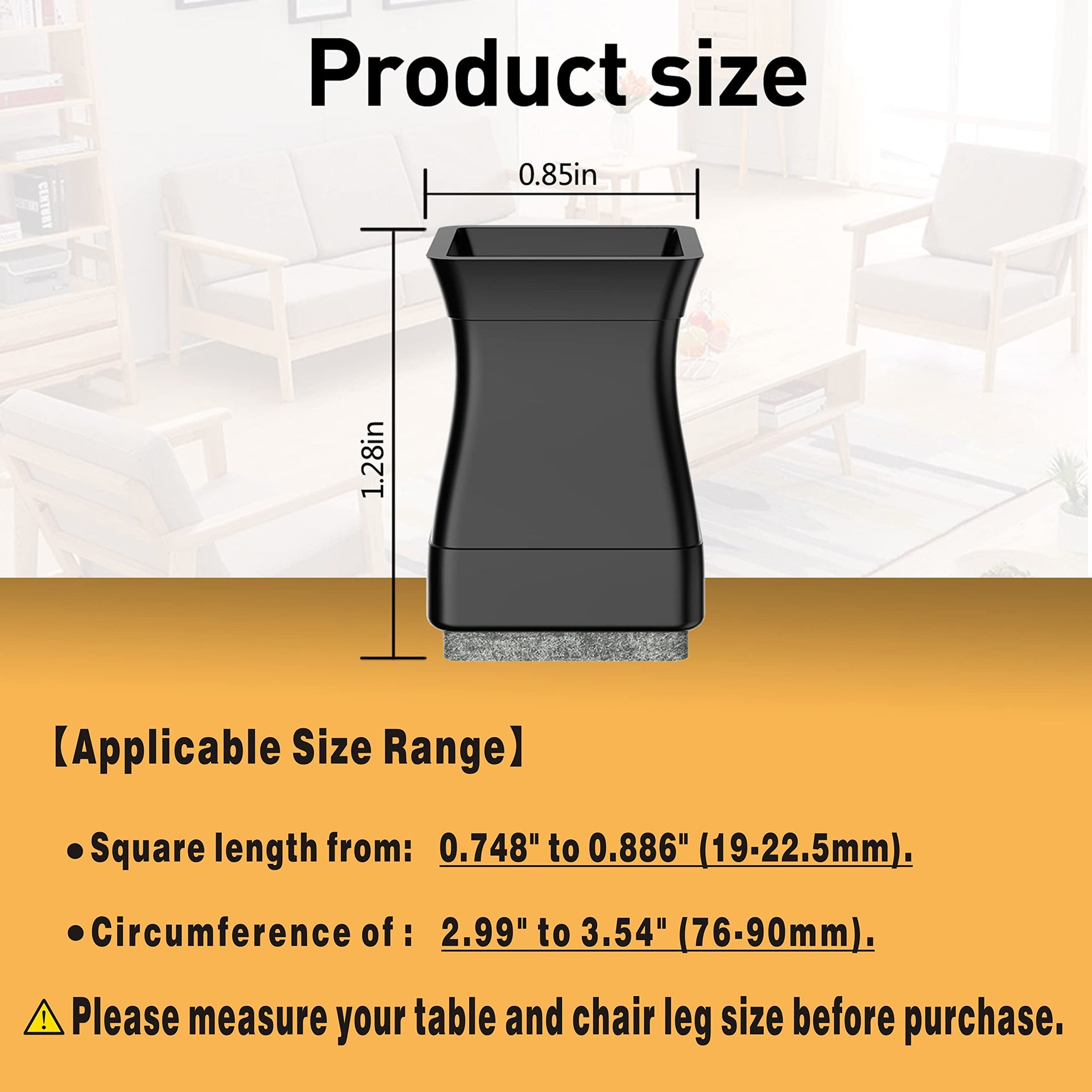 Square Chair Leg Protectors for Hardwood (24 Count)