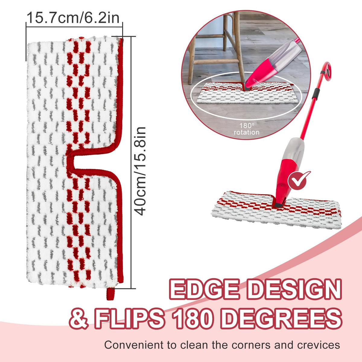 Spray Mop Pads Compatible with Promist Max (6 Count)