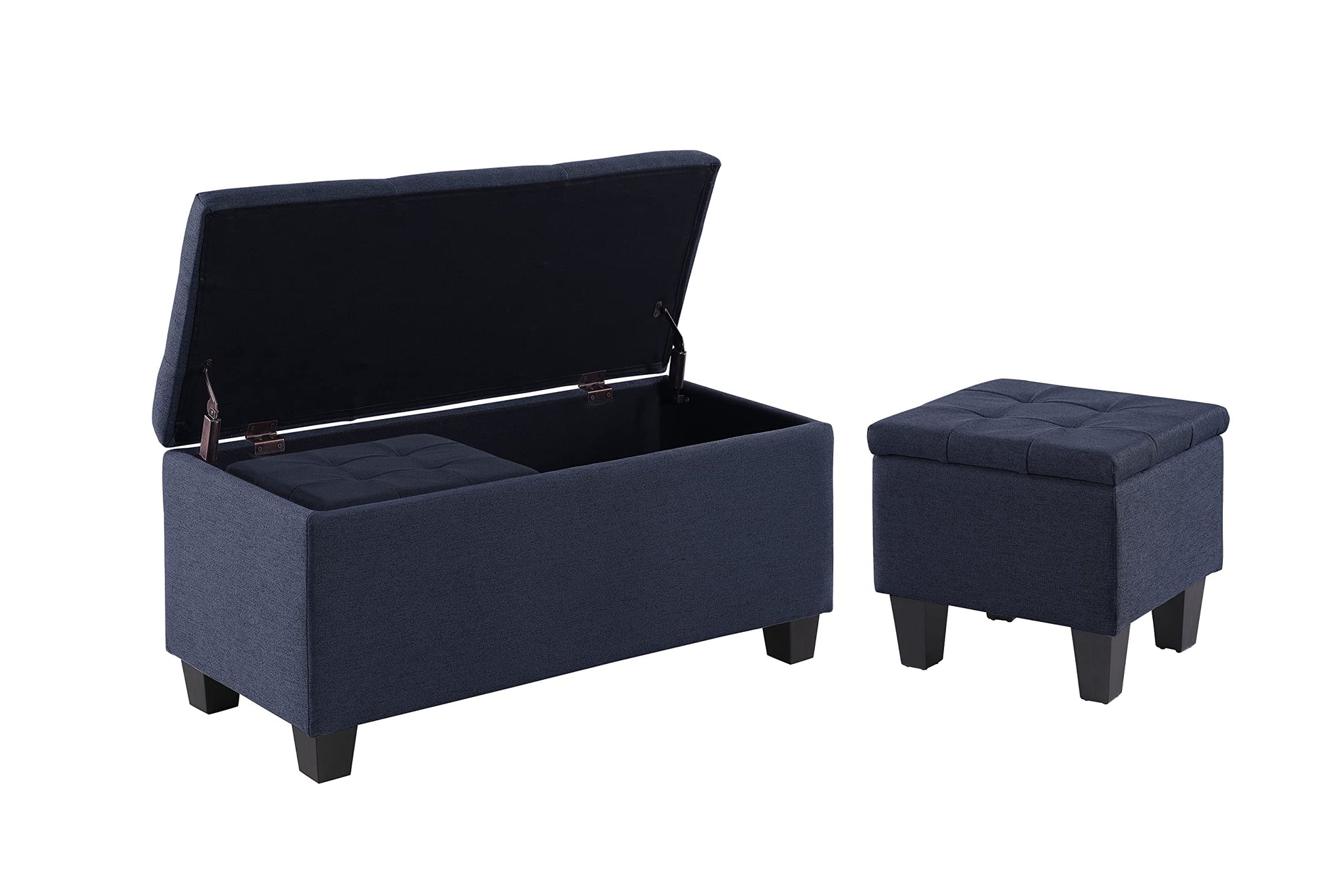 Set of 3 Hinged Storage Ottoman