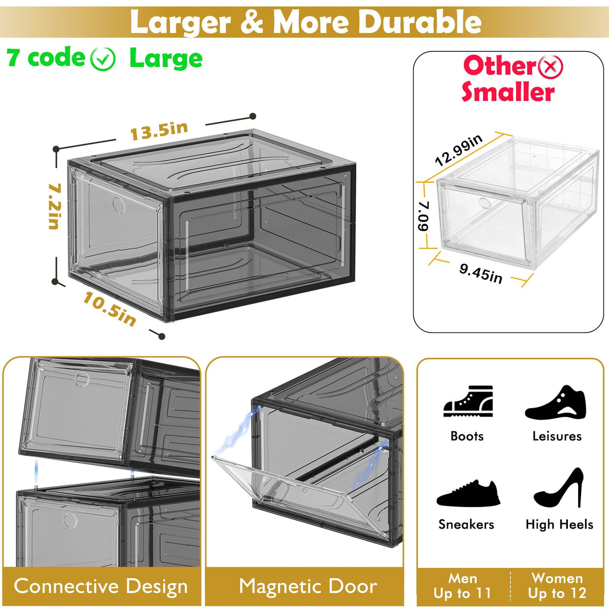 Large Thick Clear Shoe Organizer (9 Count)