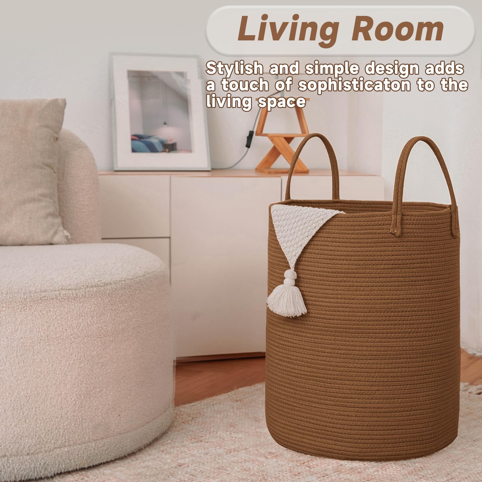 100L Cotton Rope Laundry Basket Hamper