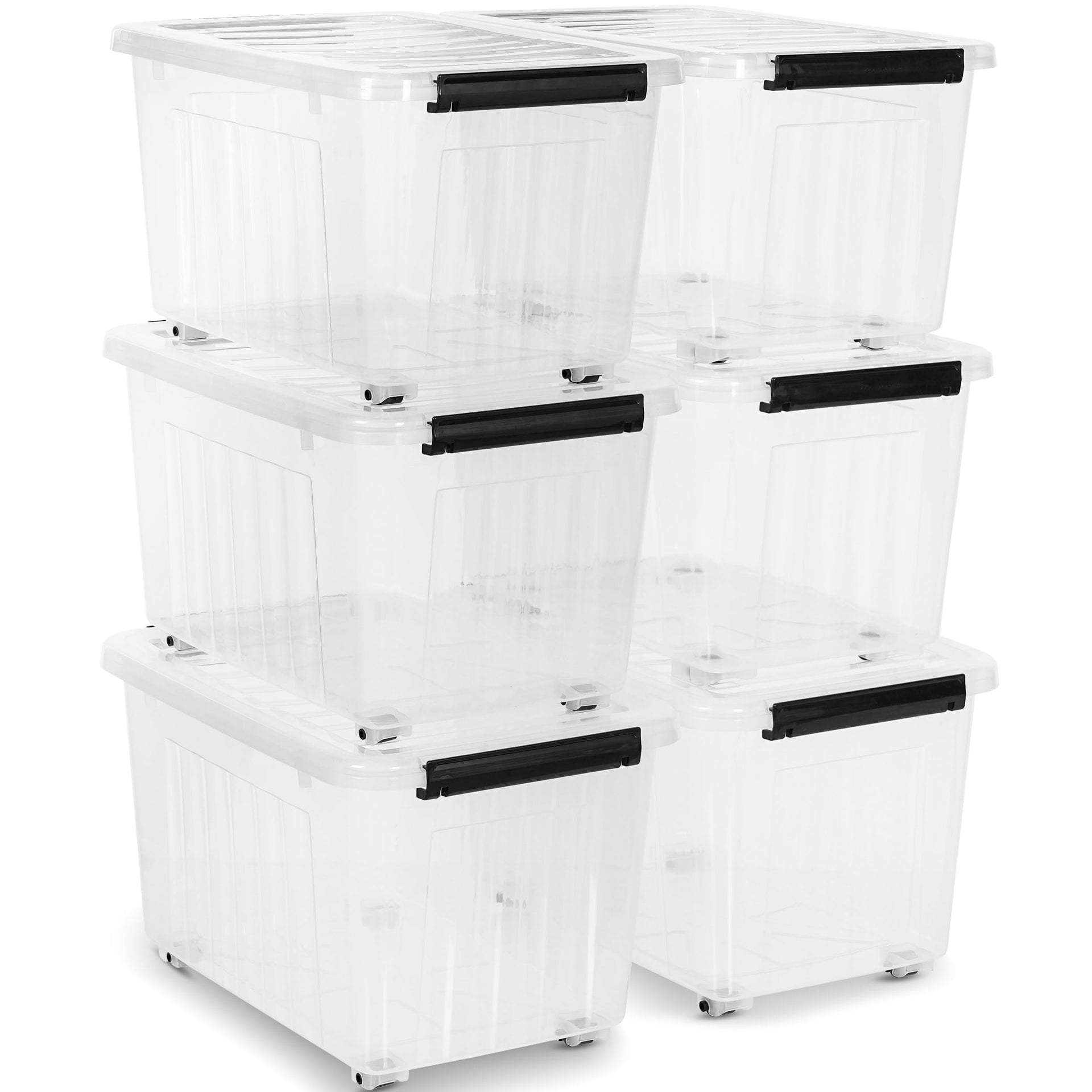 54 Quart Large Clear Plastic Storage Bins with Lids 6 (6 Count)