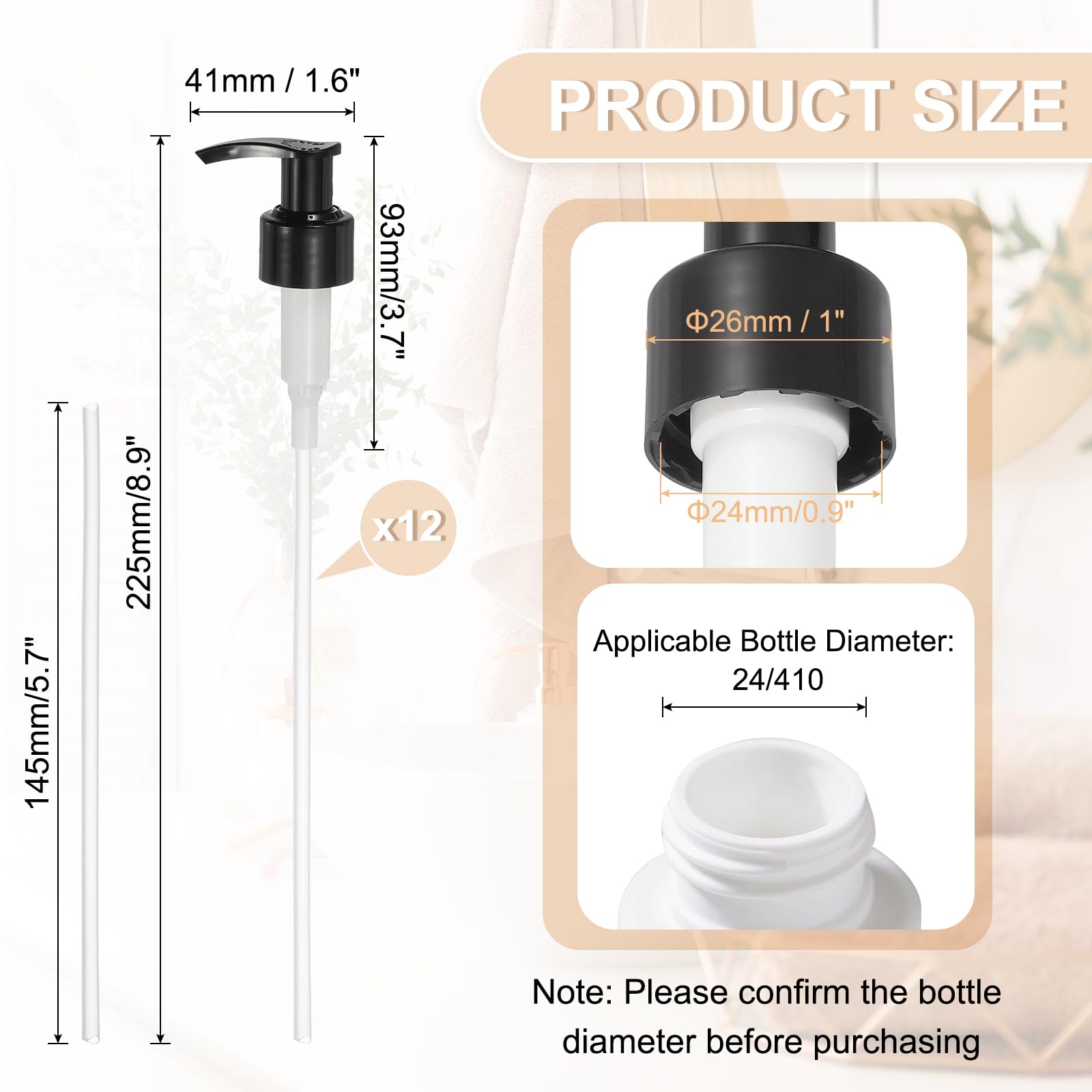12Pcs Soap Dispenser Pump Head for Standard 24 (12 Count)