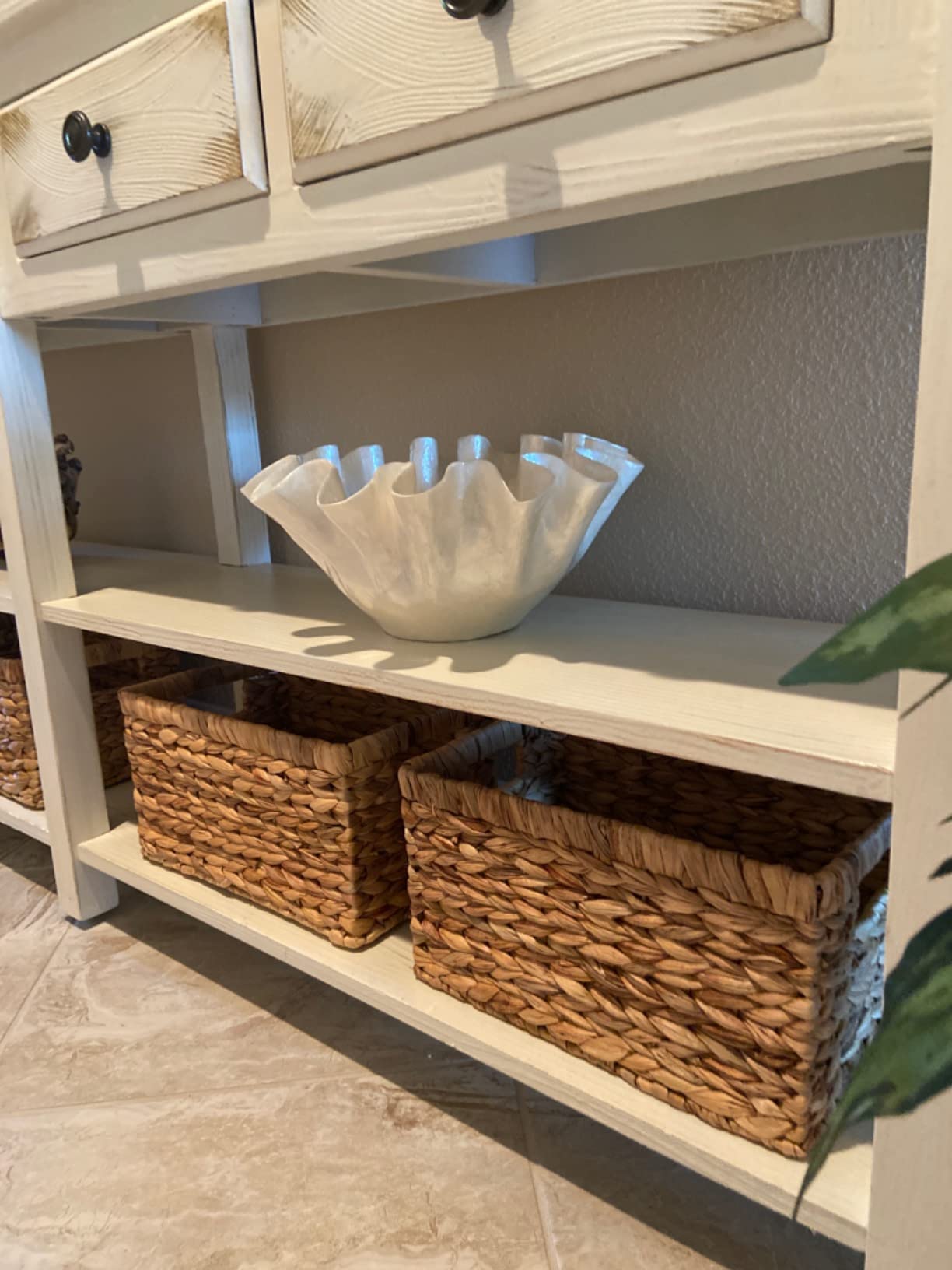 Set of 6 Rectangular Wicker Storage Baskets for Shelves (6 6)