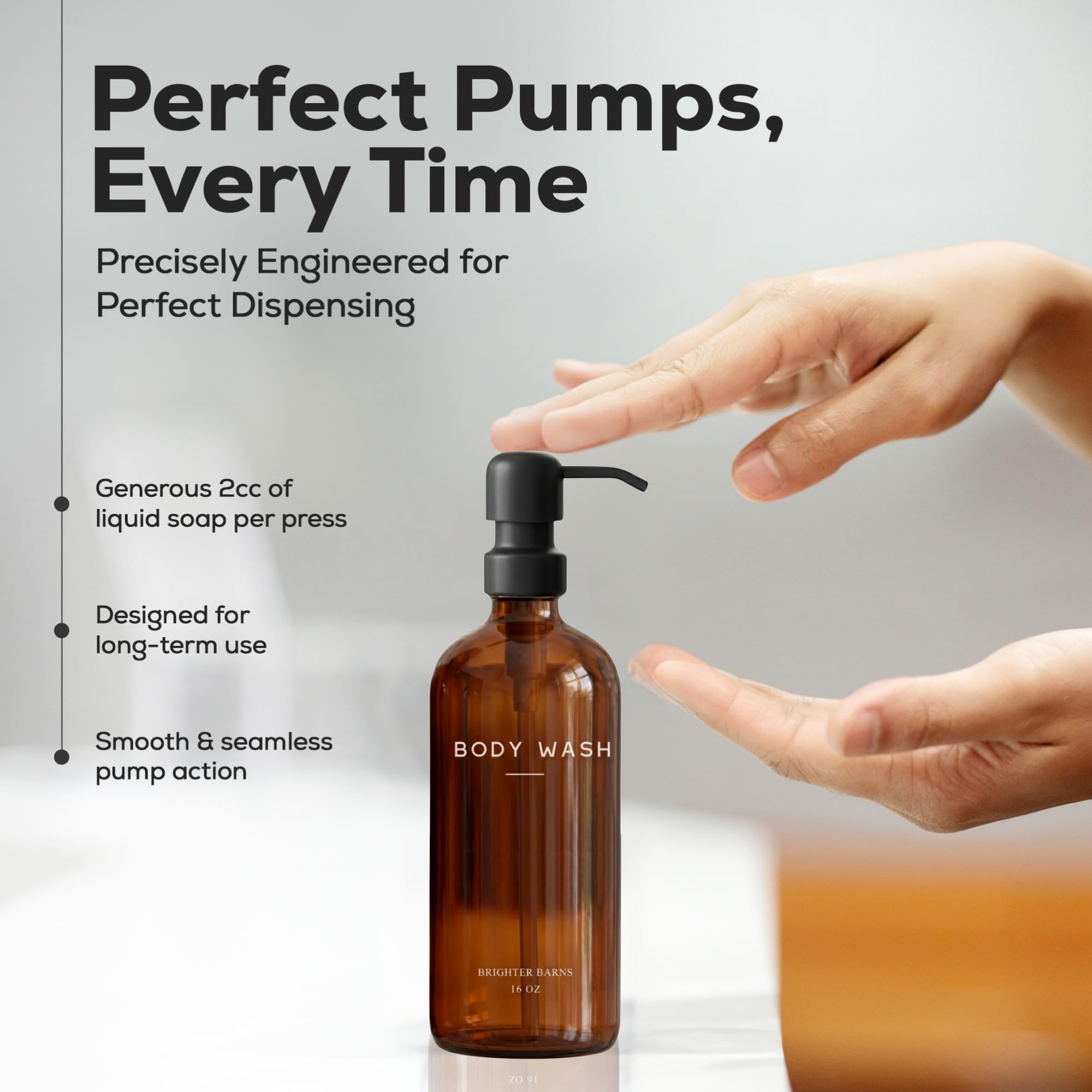 Amber Shampoo and Conditioner Dispenser Set by Brighter Barns (3 Count)