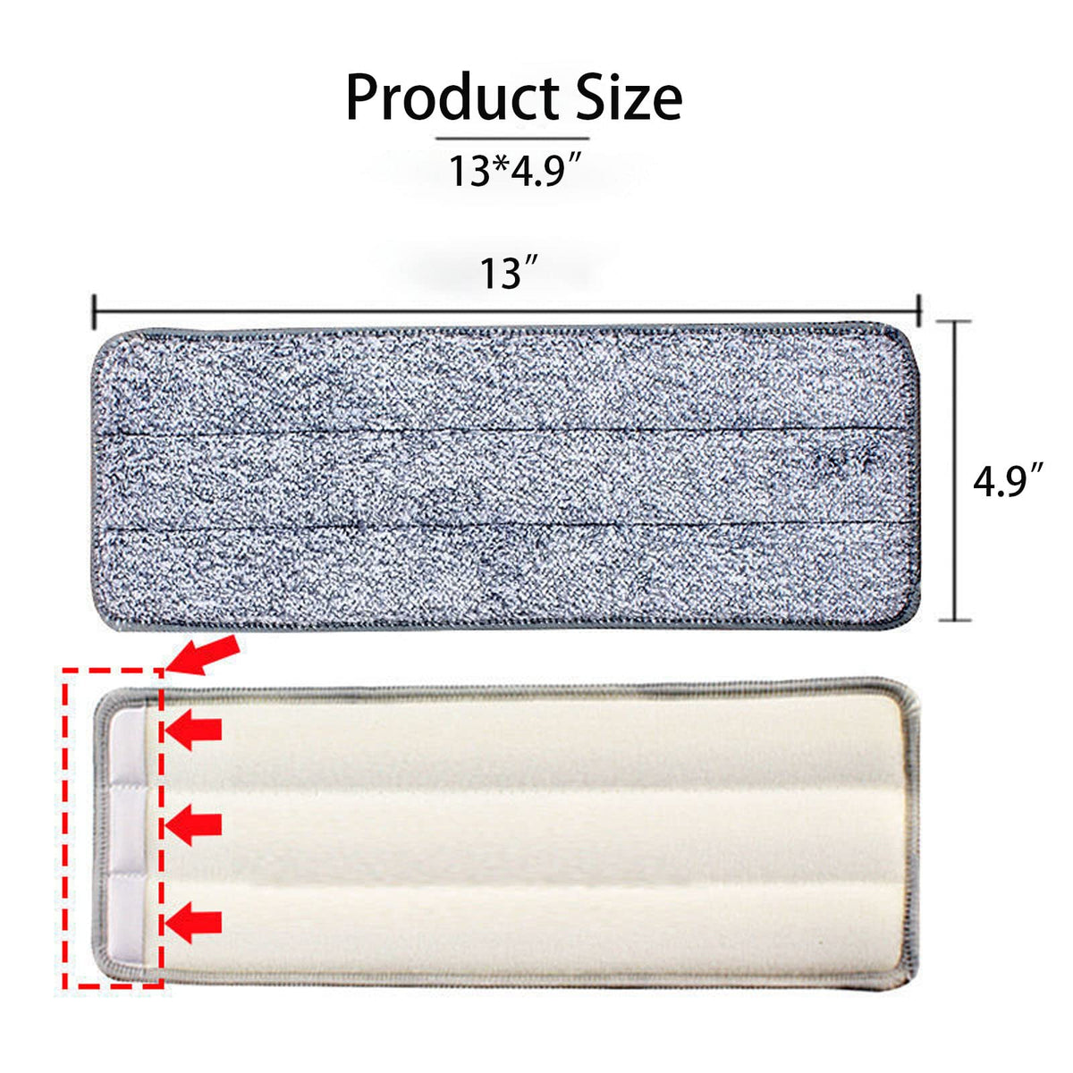 10 Pack 13 * 4.9" Generic Mop Pads Mop Head Refill Washable Wet (10 Count)