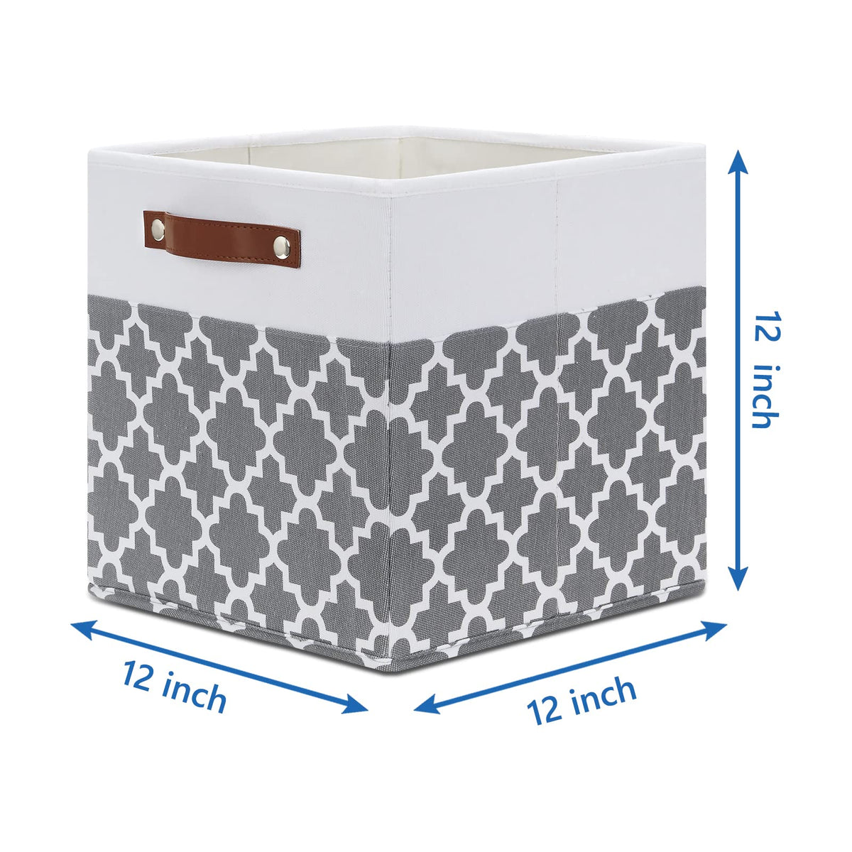 12x12x12 Fabric Storage Bins 4 Pack with Leather Handle