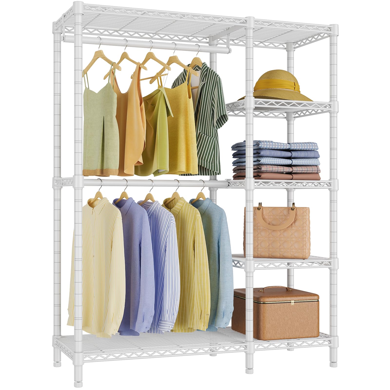 V7 Clothing Rack with Shelves Heavy duty Closet for Hanging Clothes