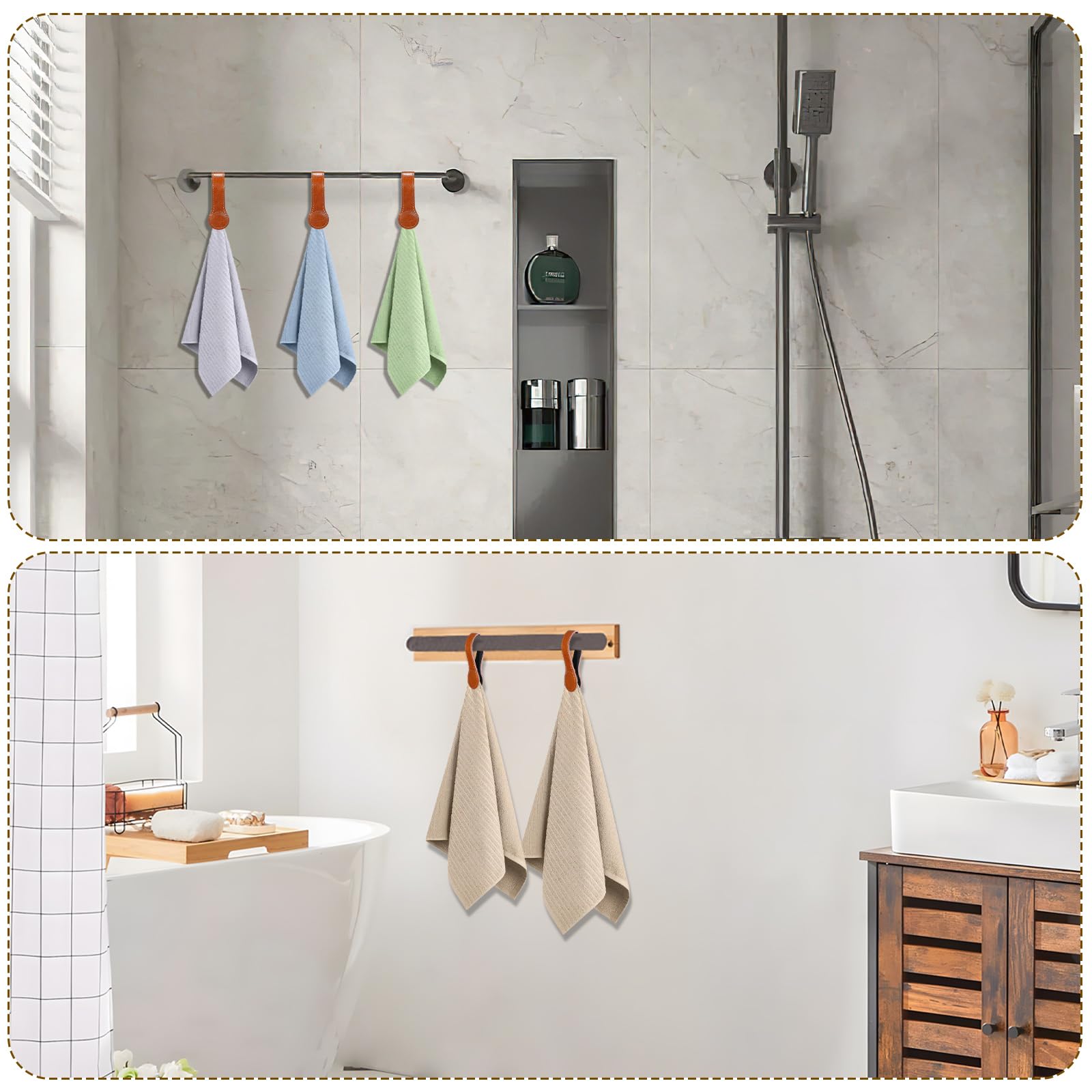 4 PCS Genuine Leather Towel Clips for Kitchen (4 Count)
