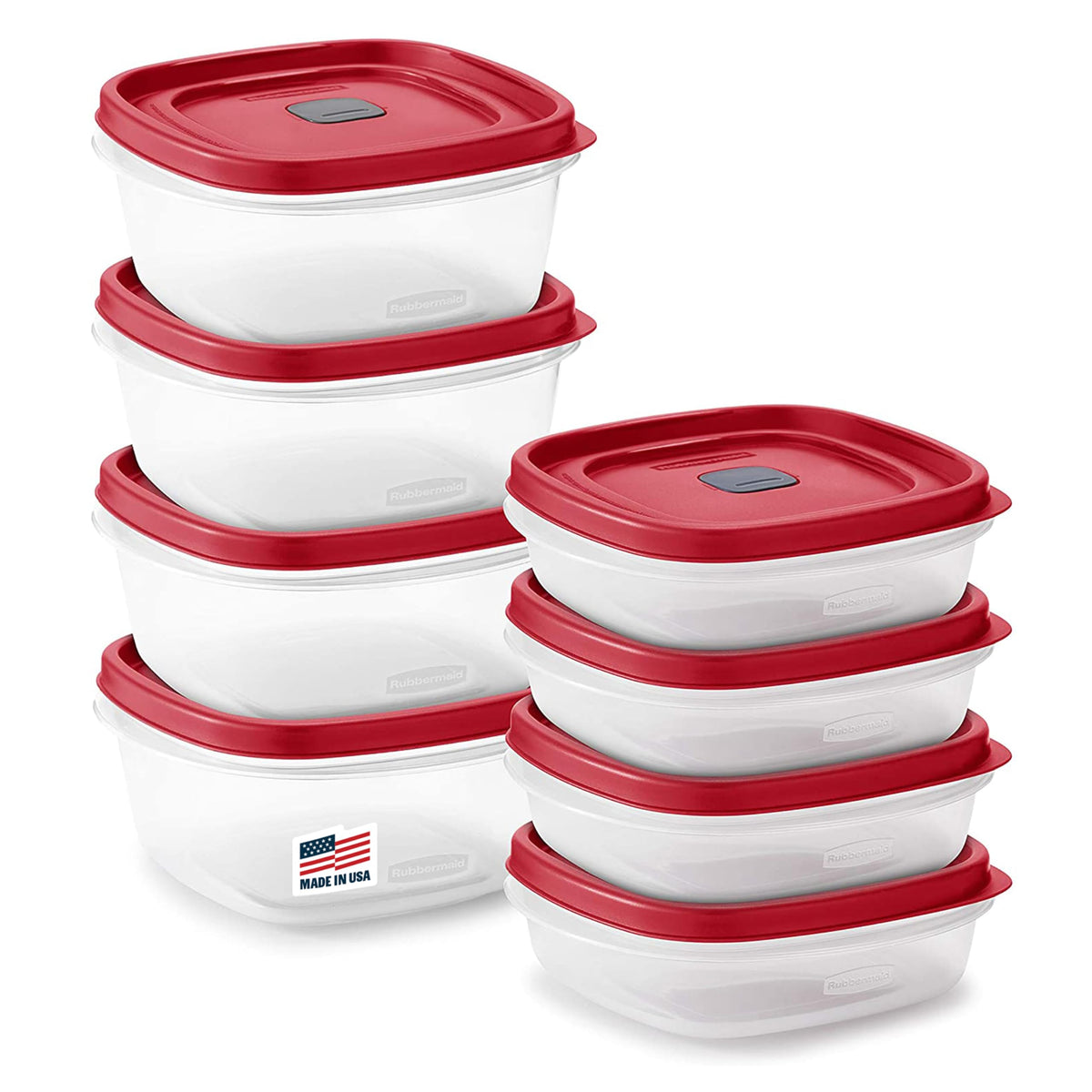 16-Piece BPA-Free Plastic Food Storage Set, Red Vented Lids - Microwave, Dishwasher Safe: Perfect for Meal Prep, Leftovers, and Kitchen Organization (16 Count)