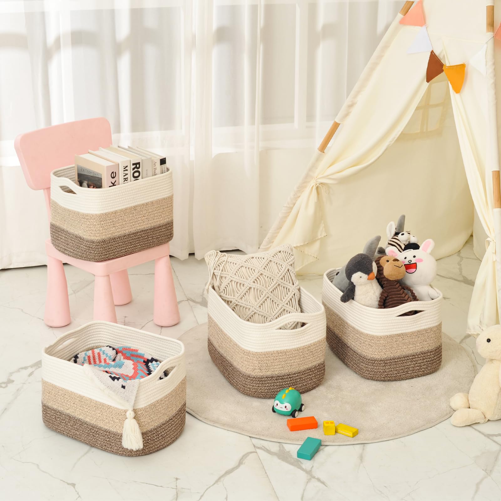 Storage Baskets for Organizing & Shelves (4 Count)