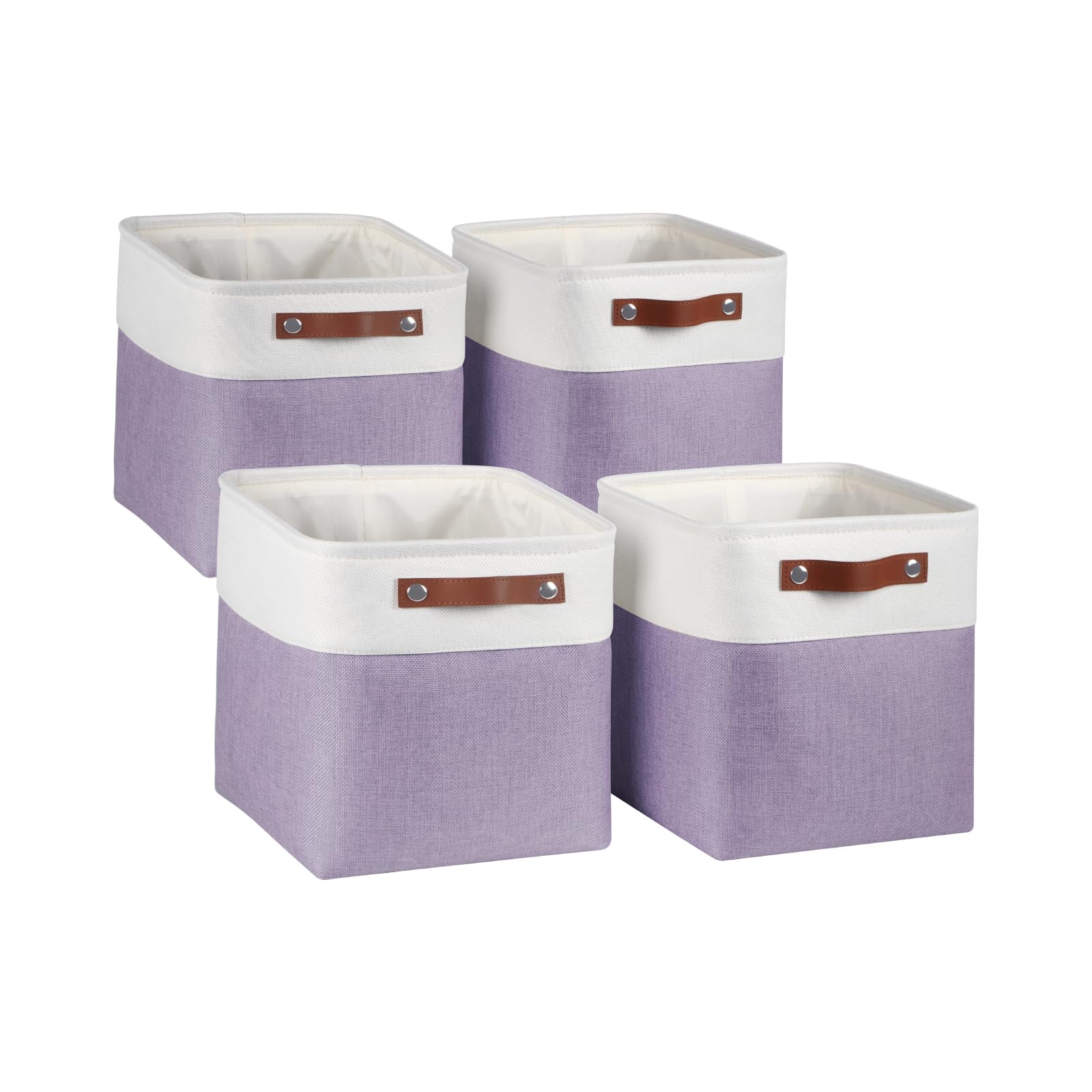 10.5 Inch Fabric Cube Bins with Hard Bottom (4 Count)