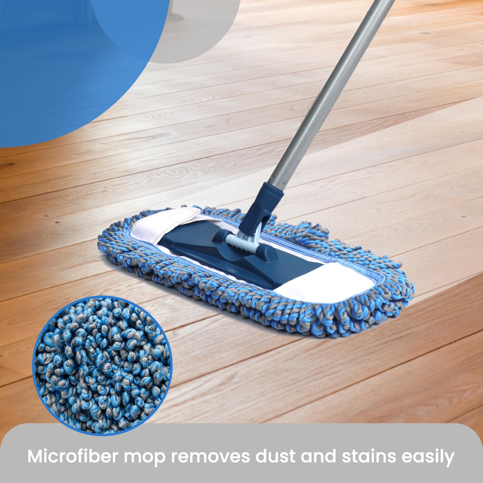 Dust Mop for Hardwood Floors with 57" Long Handle Wet & Dry Mops for Catching Pet Hair and Dust Bunny Microfiber Dust Mops for Vinyl - ModHome Supplies