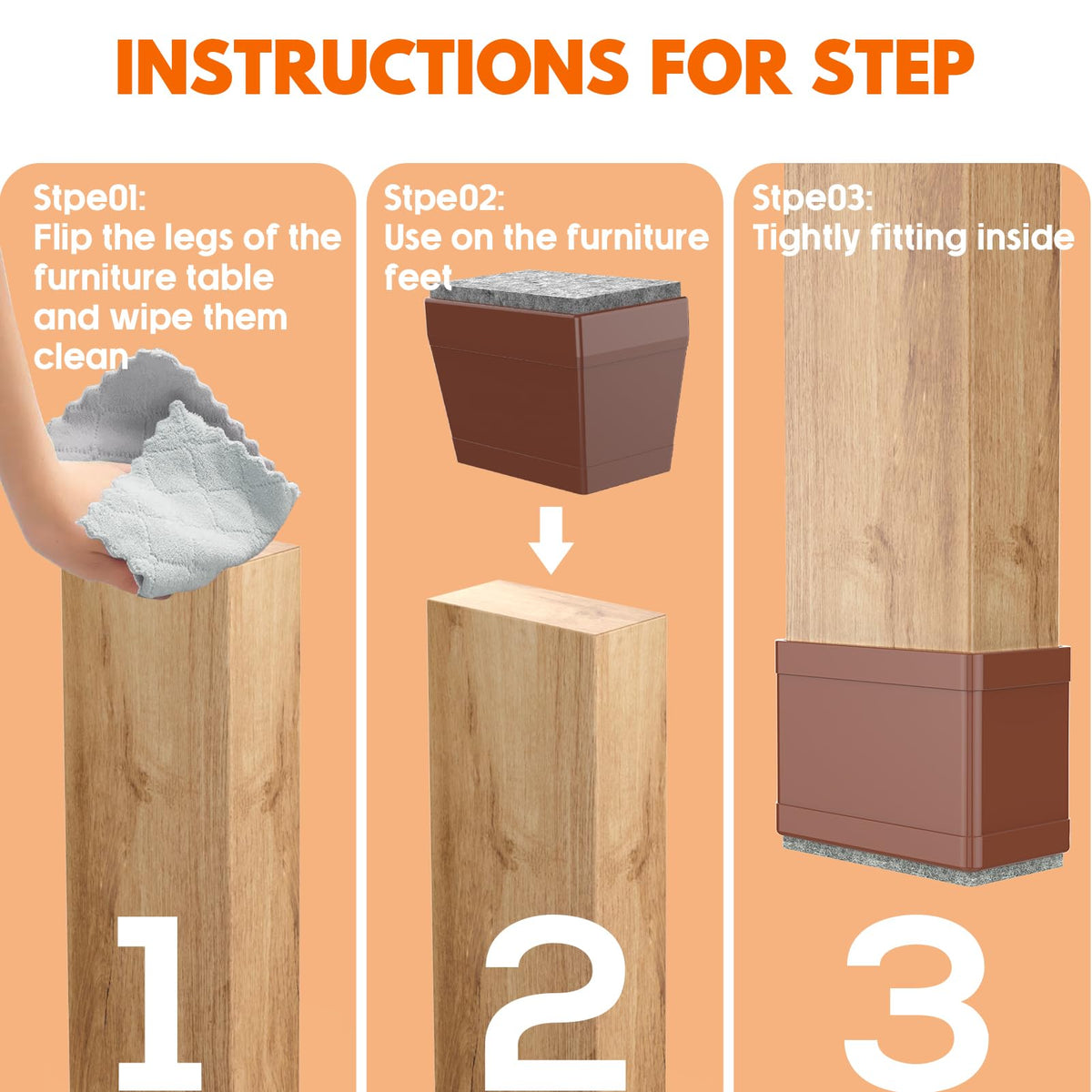 Rectangle Chair Leg Protectors for Hardwood Floors (16 Count)