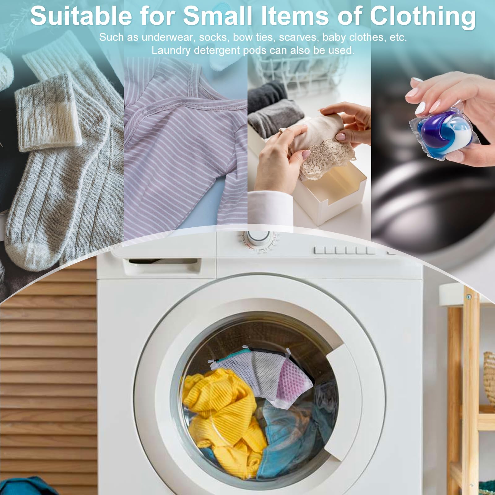 6pcs Laundry Bag Mesh Wash Bag Mini Washing Machine Underwear Washing Bag Zipper Wash Bags Protecting Wash Bag Foldable Laundry Pouch for Home Travel Laundry Room Bag Bra