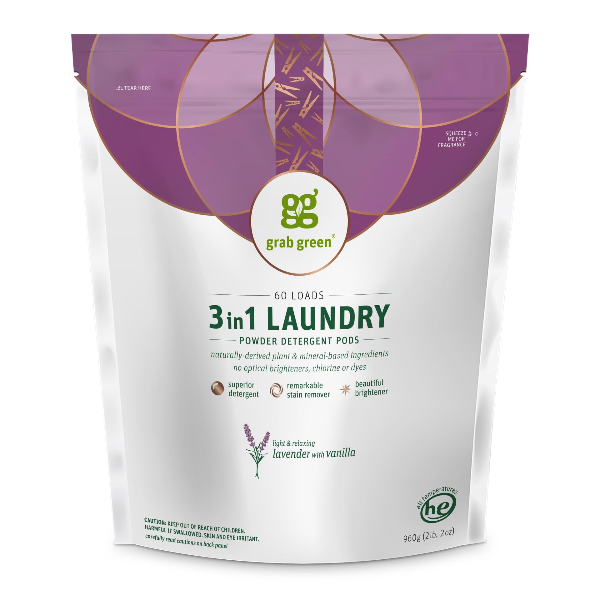 3-in-1 Laundry Detergent Pods, 60 Count, Lavender + Vanilla