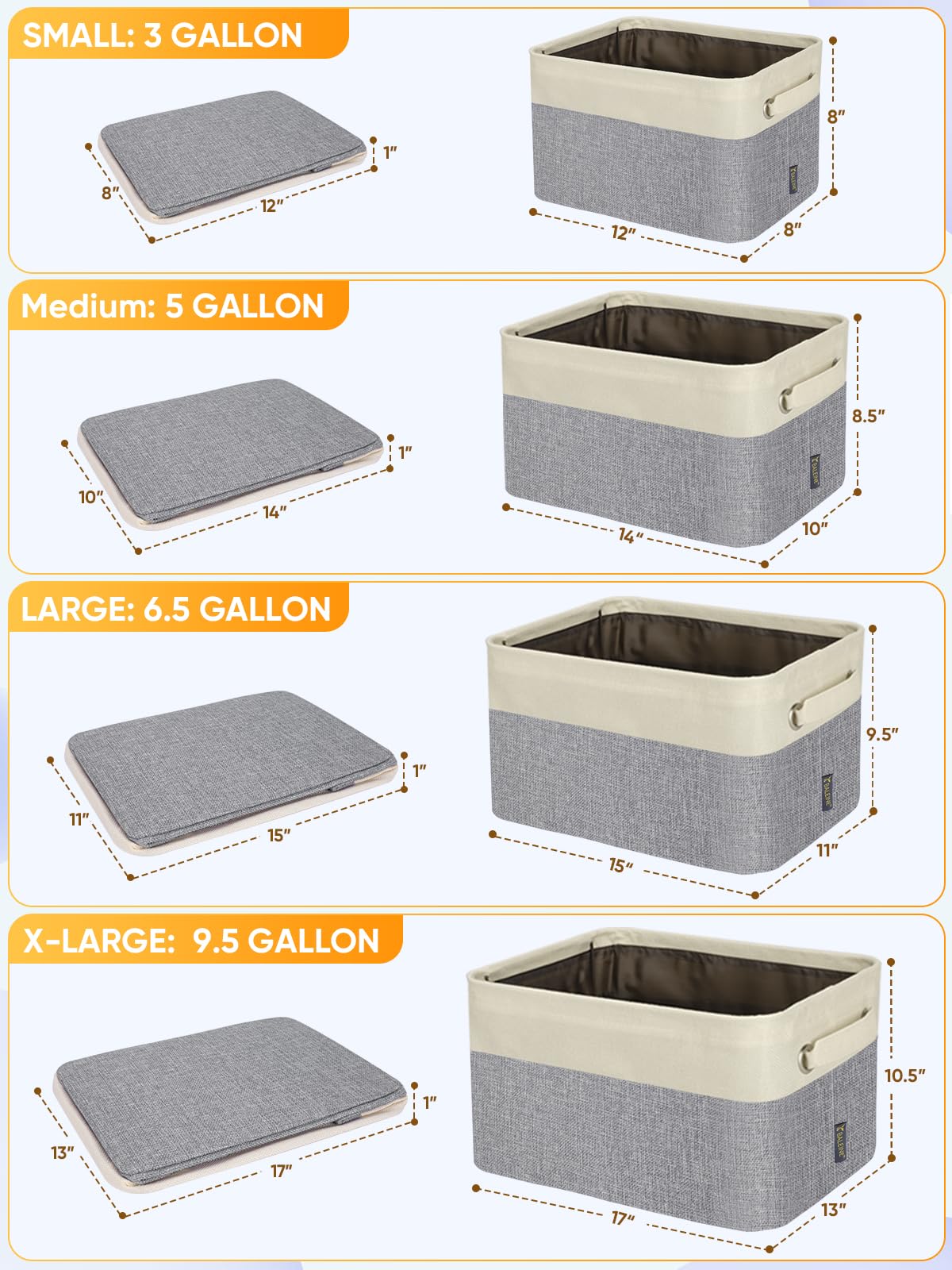 1 Pack Fabric Closet Storage Bins for Shelves