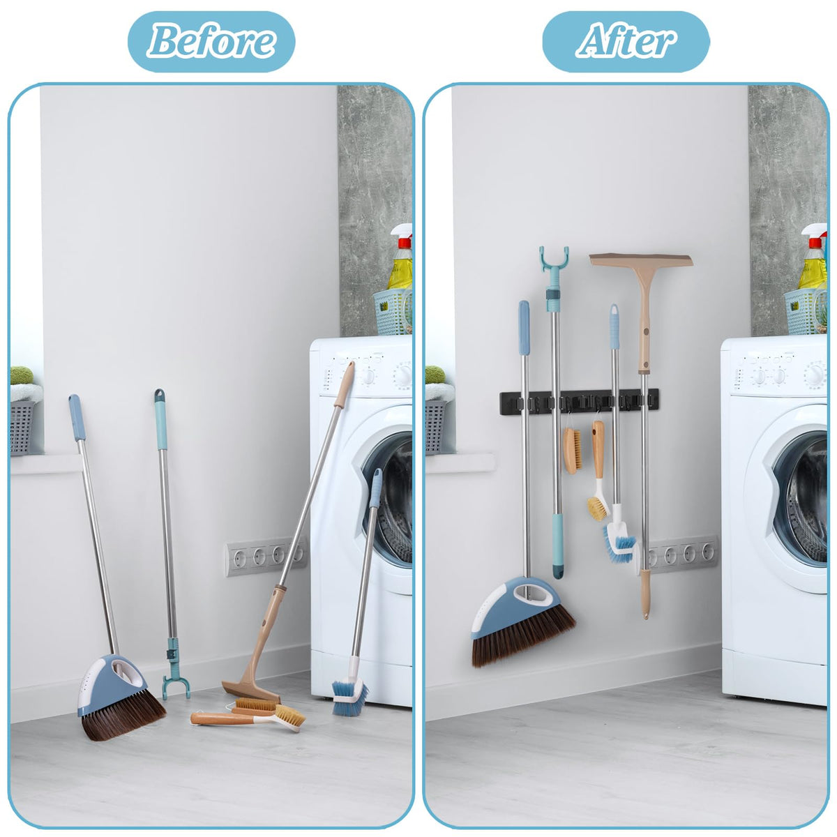 Black Broom Holder Wall Mount