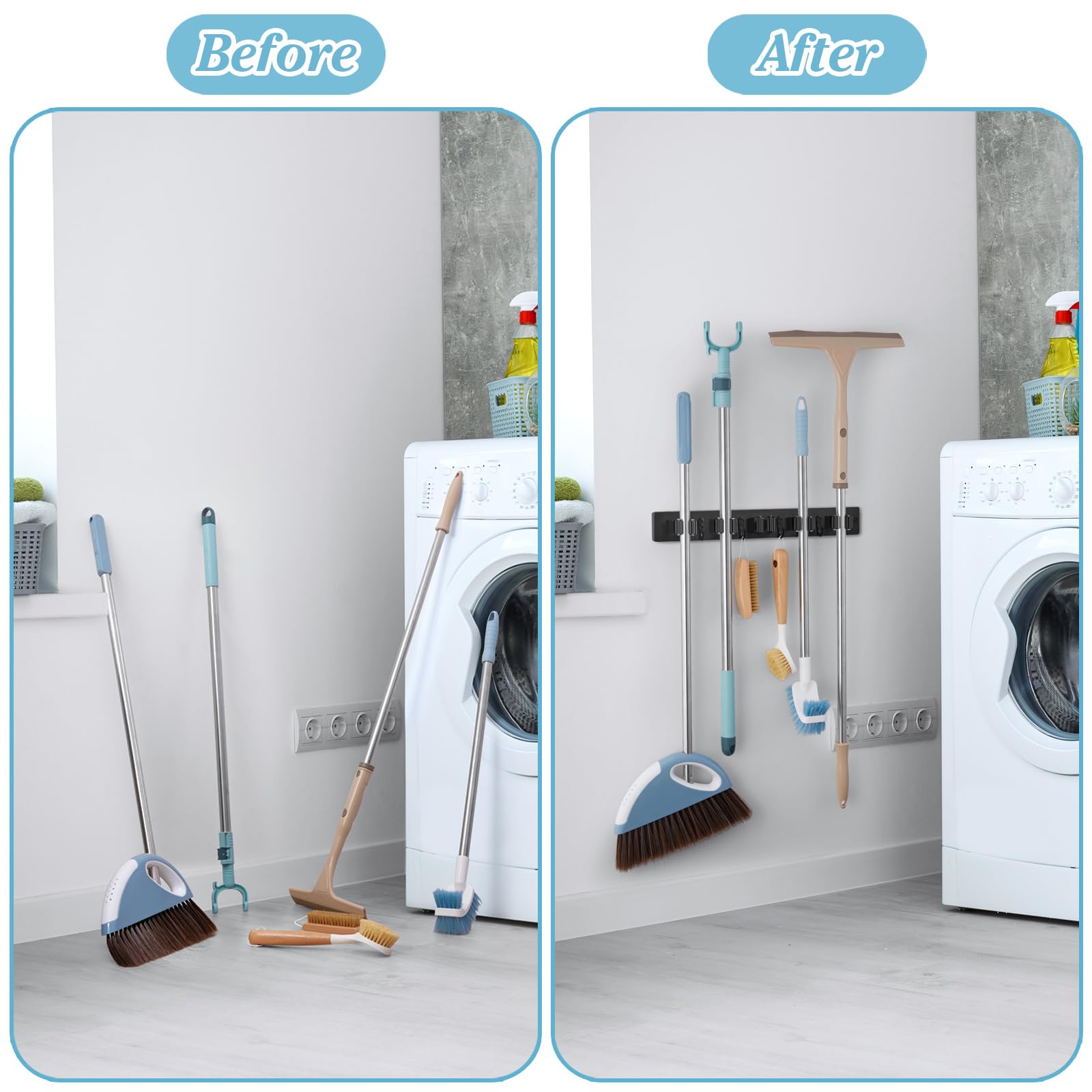 Black Broom Holder Wall Mount