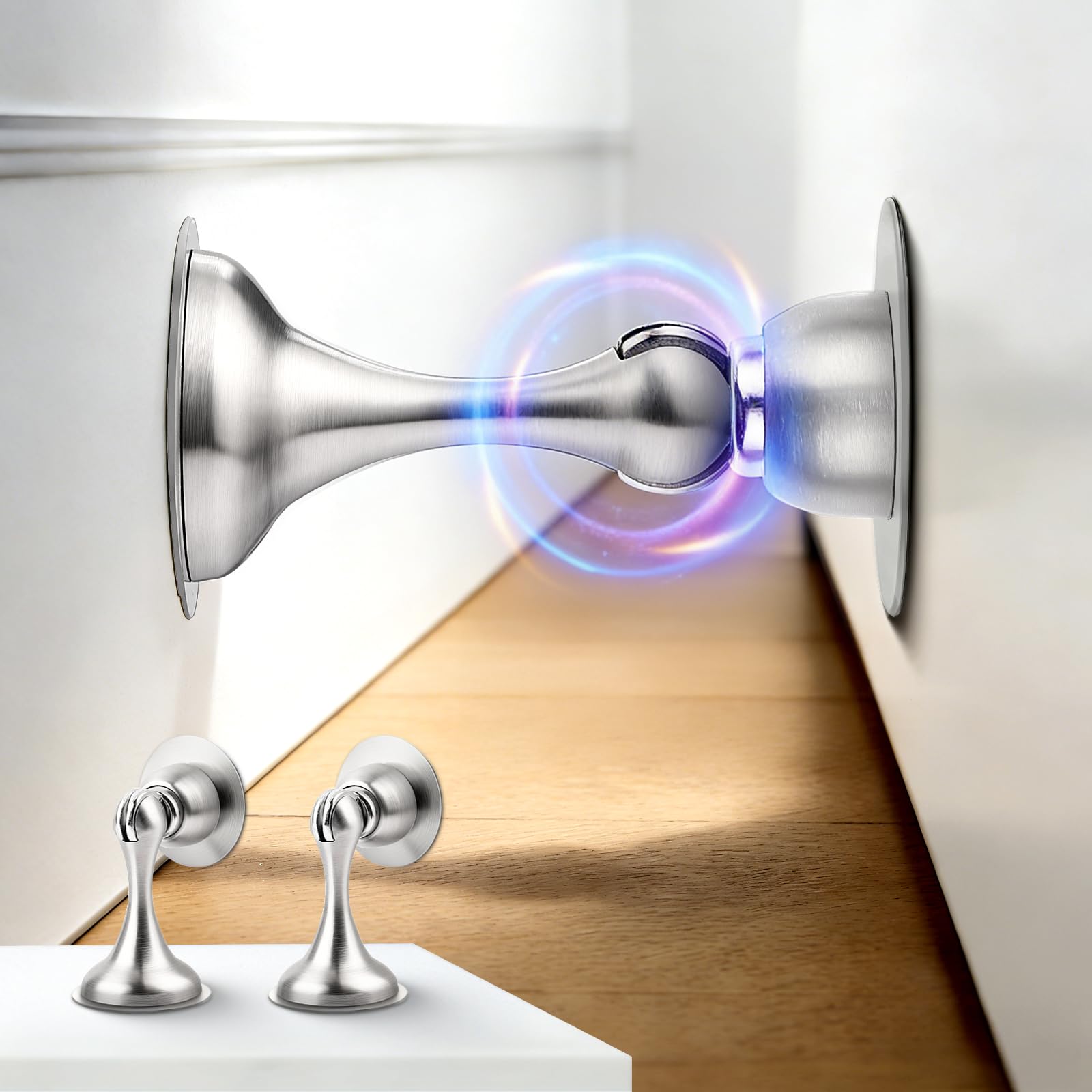 Brushed Nickel Magnetic Door Stoppers for Bottom of Door