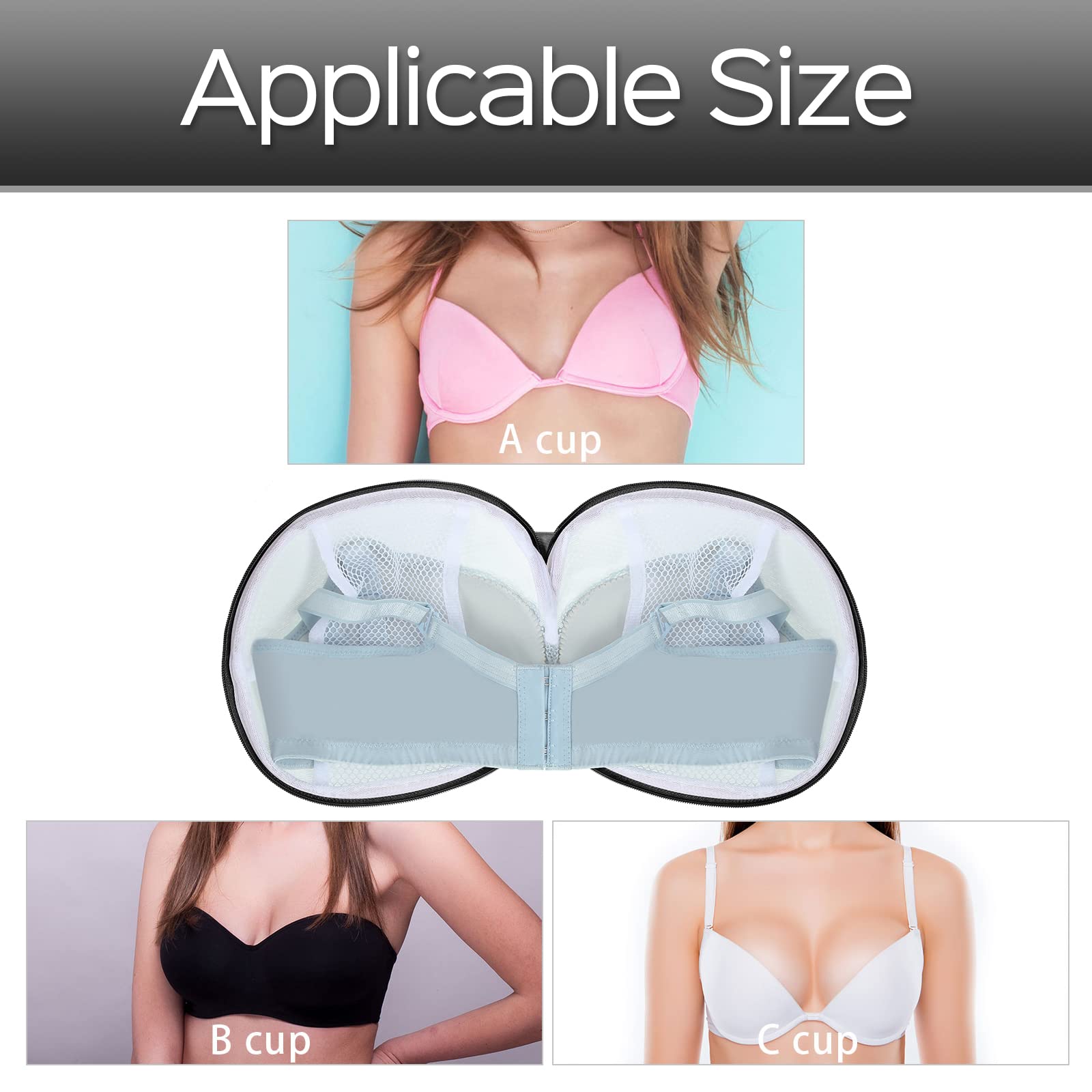 6 Pcs Bra Washing Bag for Laundry Storage Women 7.87 Inch Black